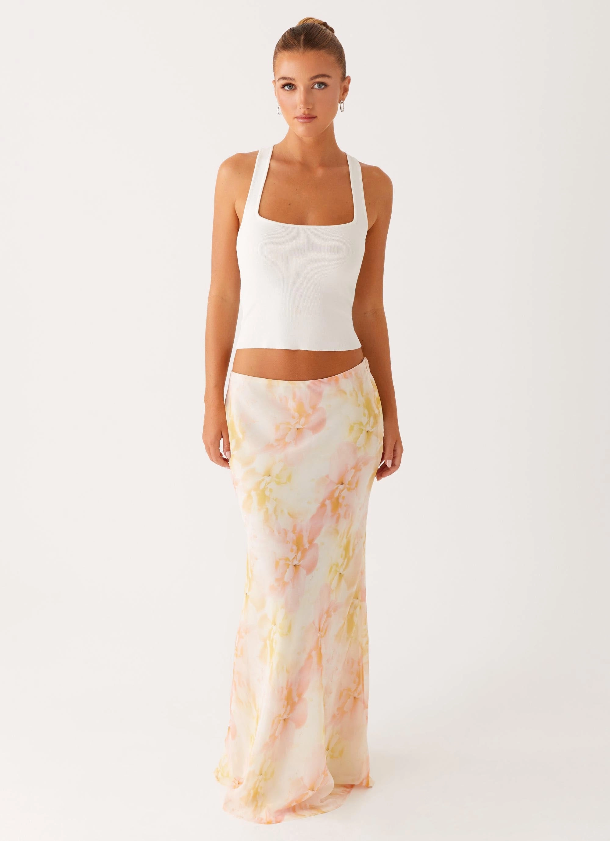 Fade Resistant Cloth Harlow Chiffon Maxi Skirt - Floral Print