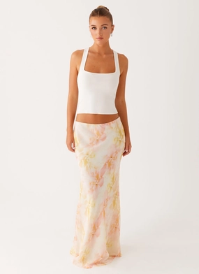 Fade Resistant Cloth Harlow Chiffon Maxi Skirt - Floral Print