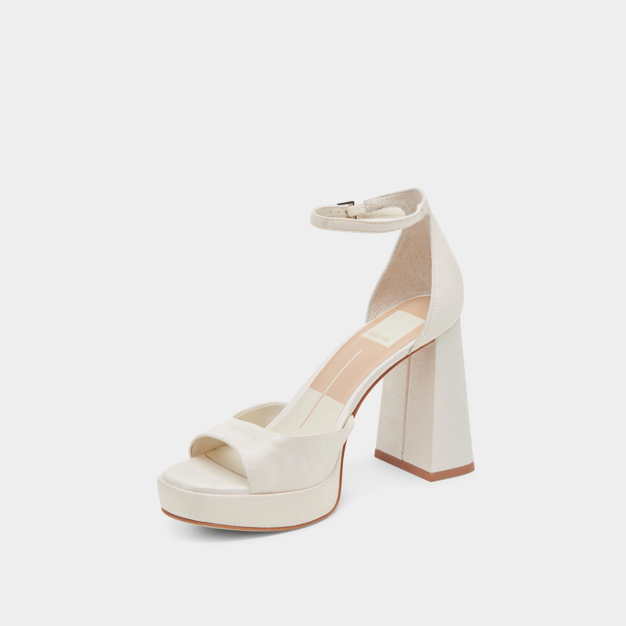 Easy To Clean PANDRO WIDE HEELS WHITE SATIN