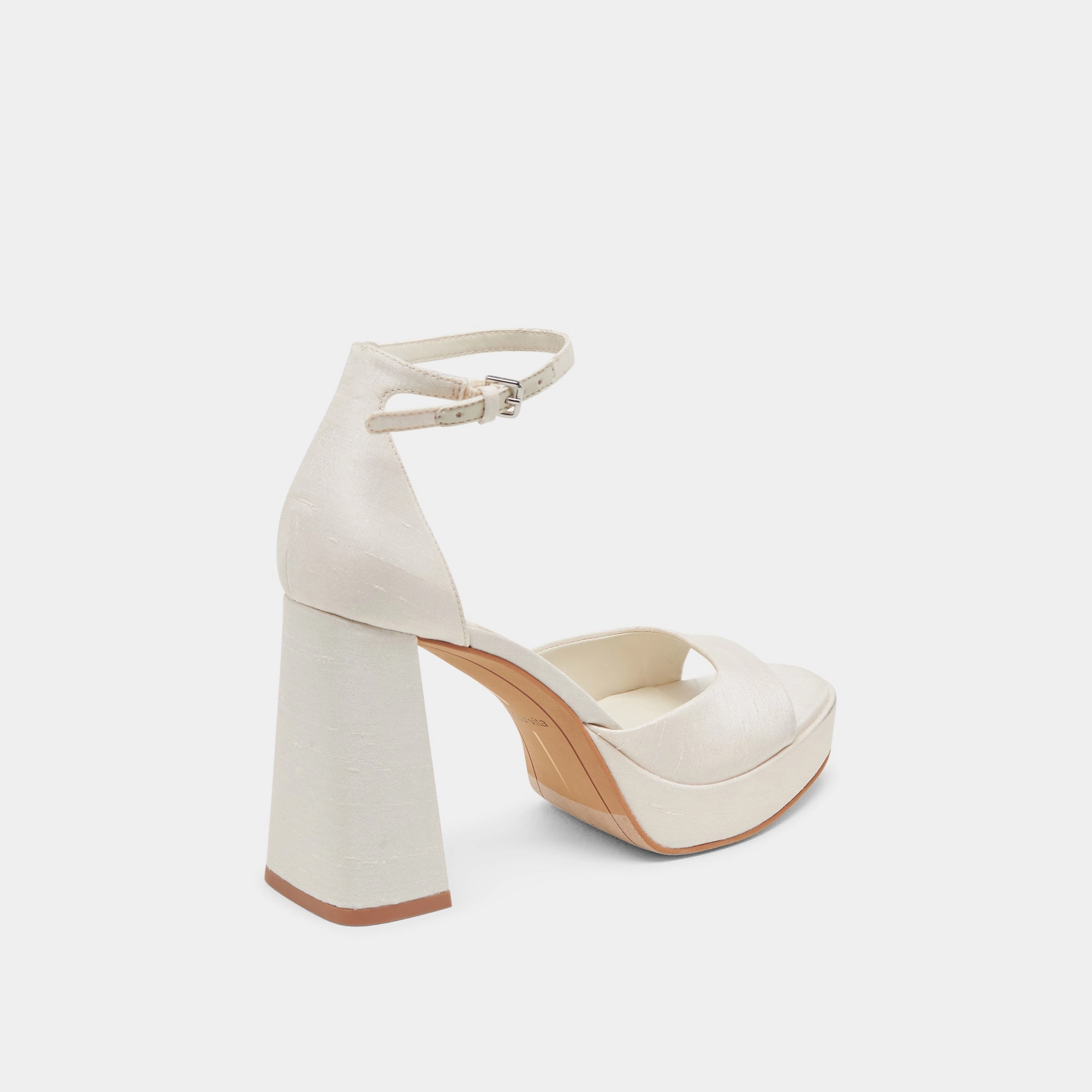 Sleek Dress Shoes PANDRO WIDE HEELS WHITE SATIN