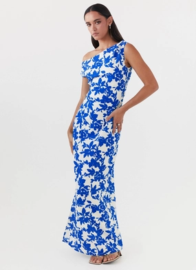 Daily Favorite Pyper Off Shoulder Maxi Dress - Blue Floral