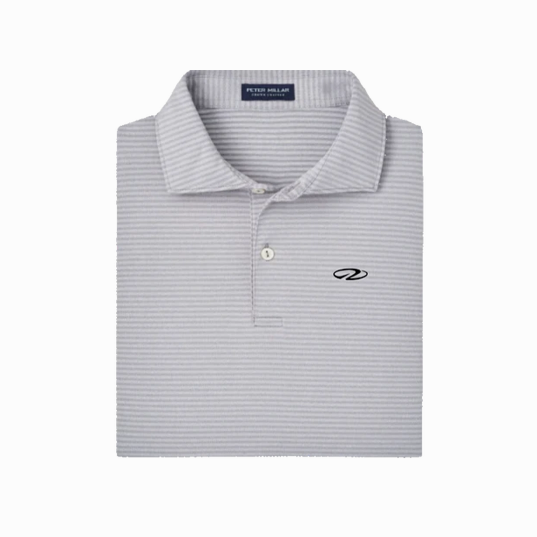 Peter Millar Gray Striped Polo Fitted Top