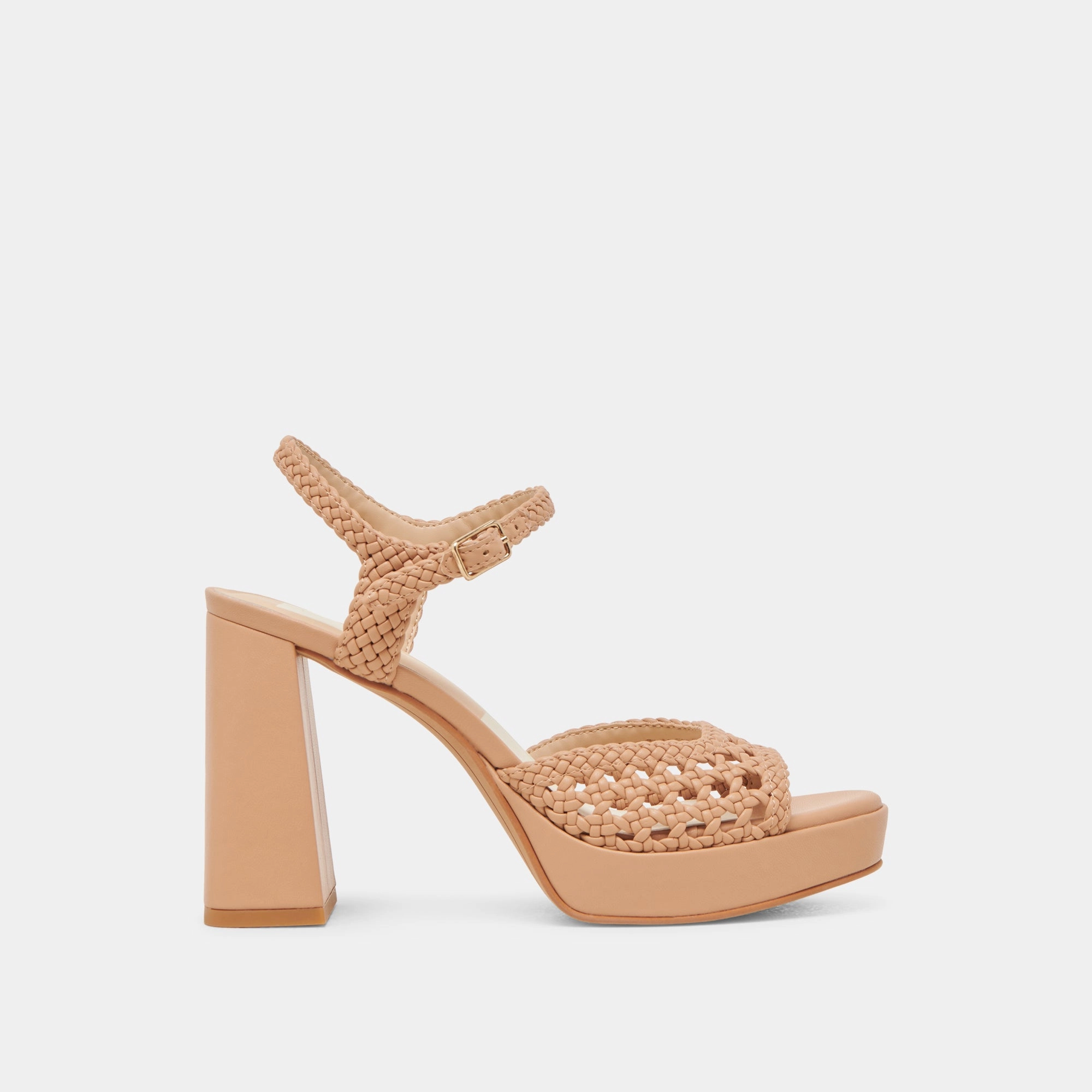 Gold Shine Evening Heels PEYTEN WIDE HEELS CAFE WOVEN STELLA