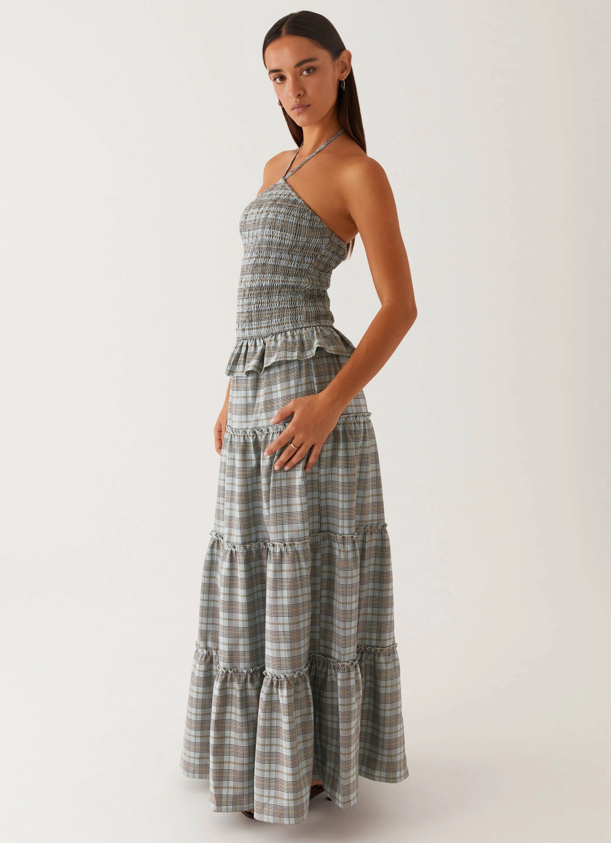 Wide Hemline Picture This Maxi Dress - Check