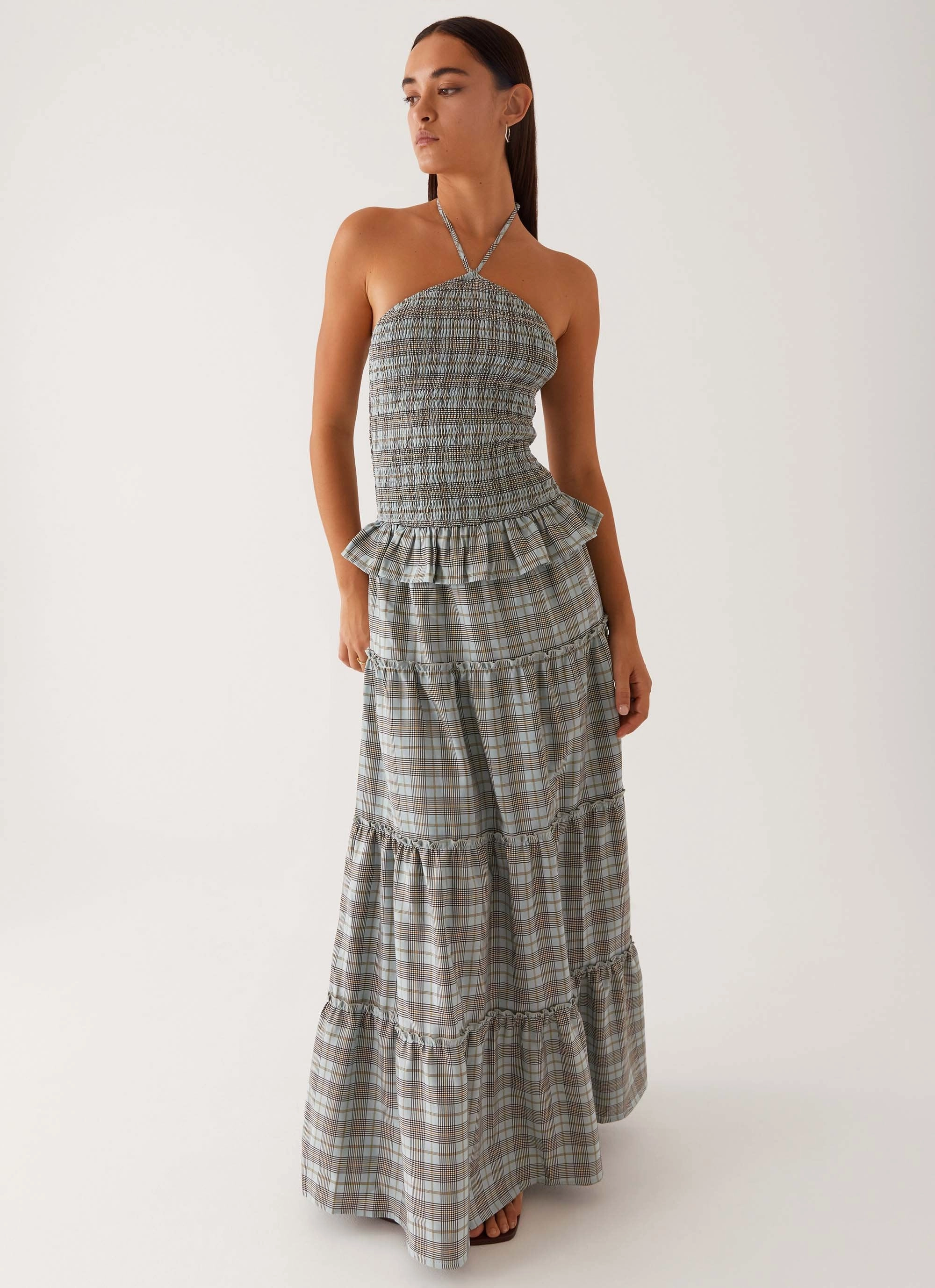 Picture This Maxi Dress - Check Flowing Texture
