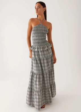Picture This Maxi Dress - Check Flowing Texture
