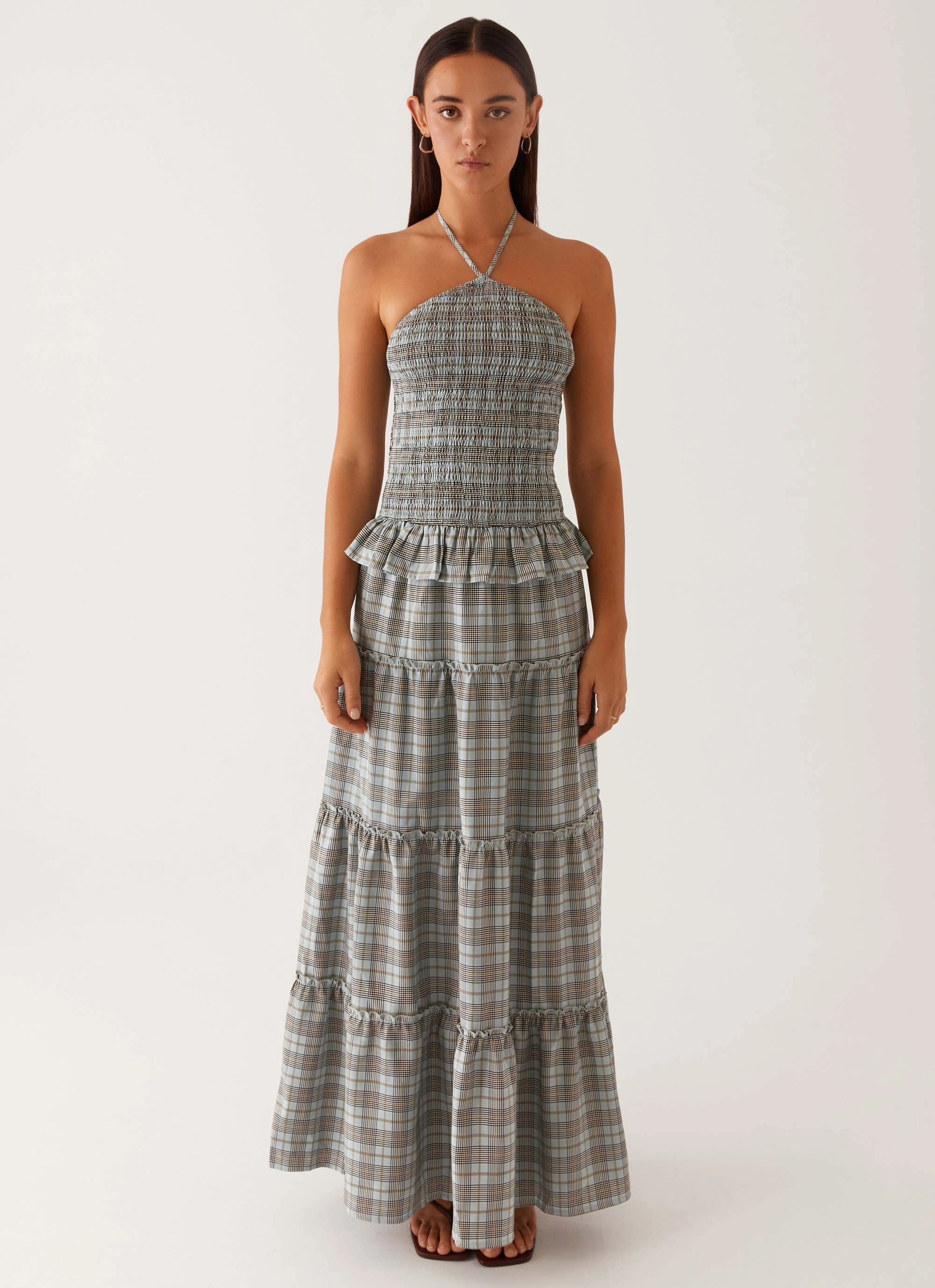 Happy Fit Relax Draping Picture This Maxi Dress - Check
