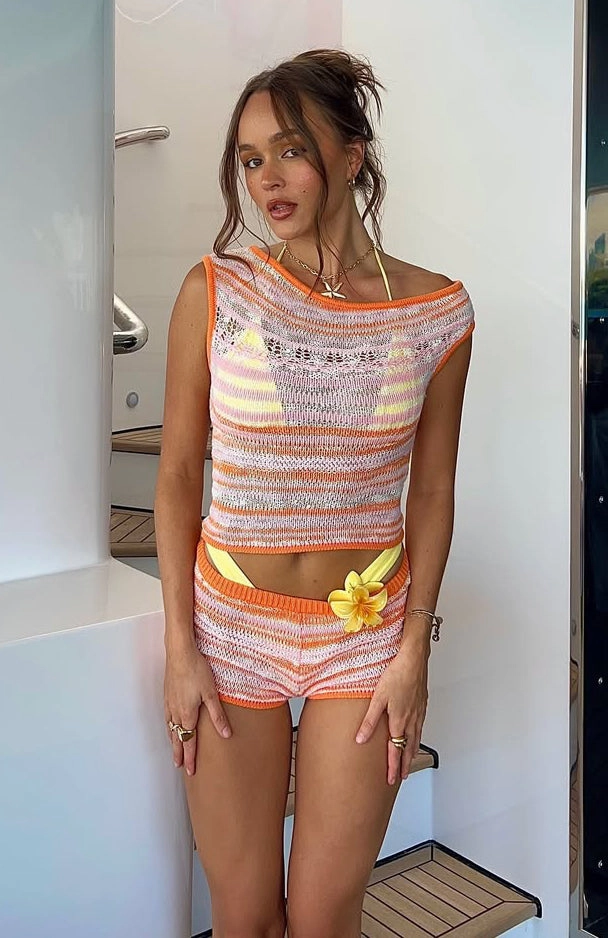 Please Change Your Mind Knit Shorts Peaches And Cream sustainable product