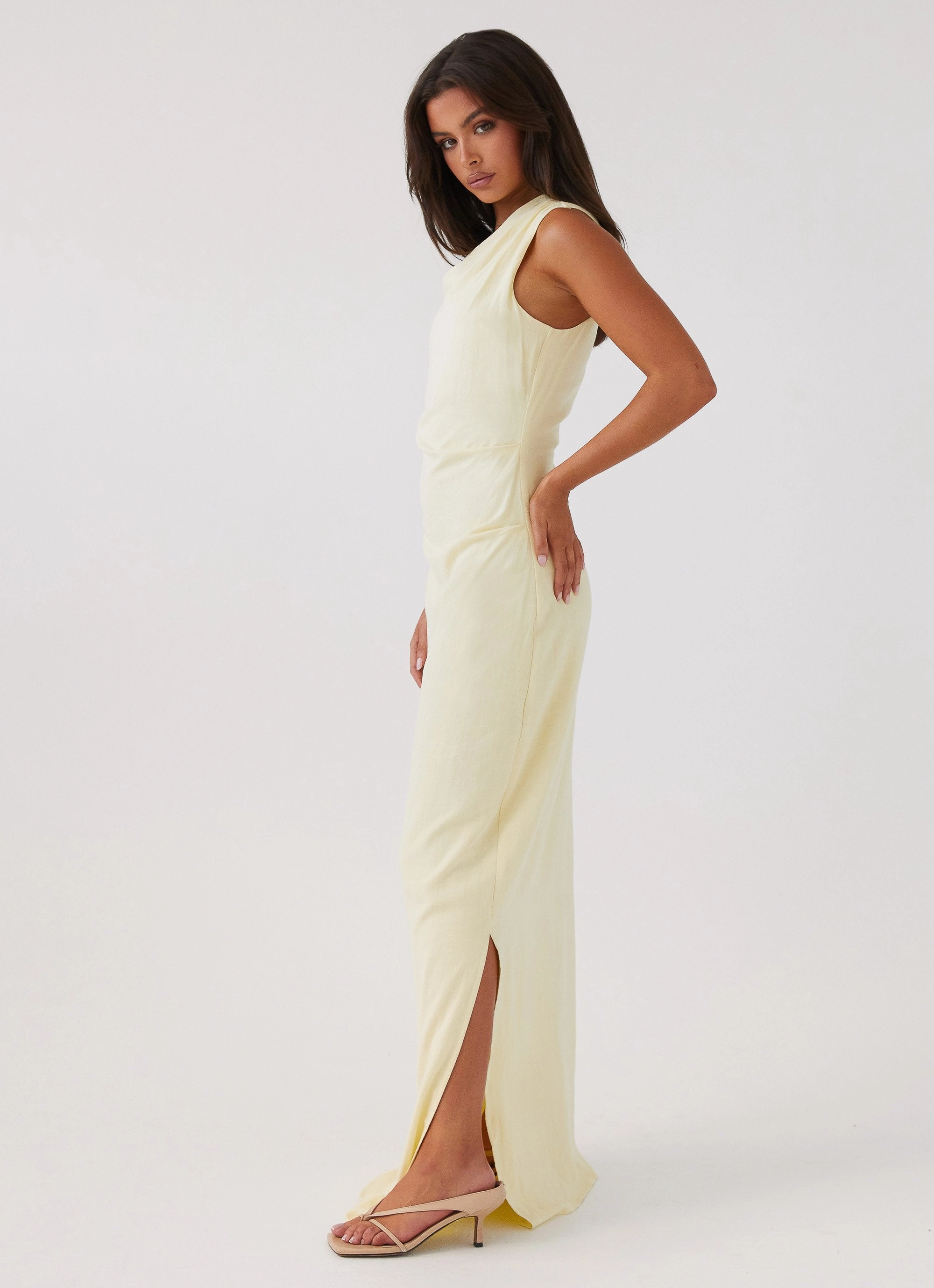 Daffodil Charm Linen Maxi Dress - Sunflower Yellow Picture Perfect