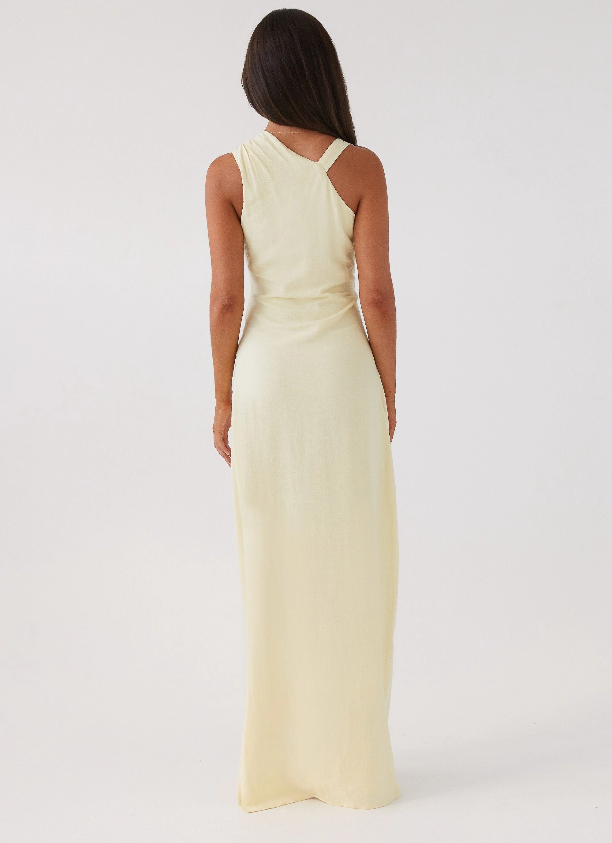 Daffodil Charm Linen Maxi Dress - Sunflower Yellow Calm Silhouette Breeze Flow