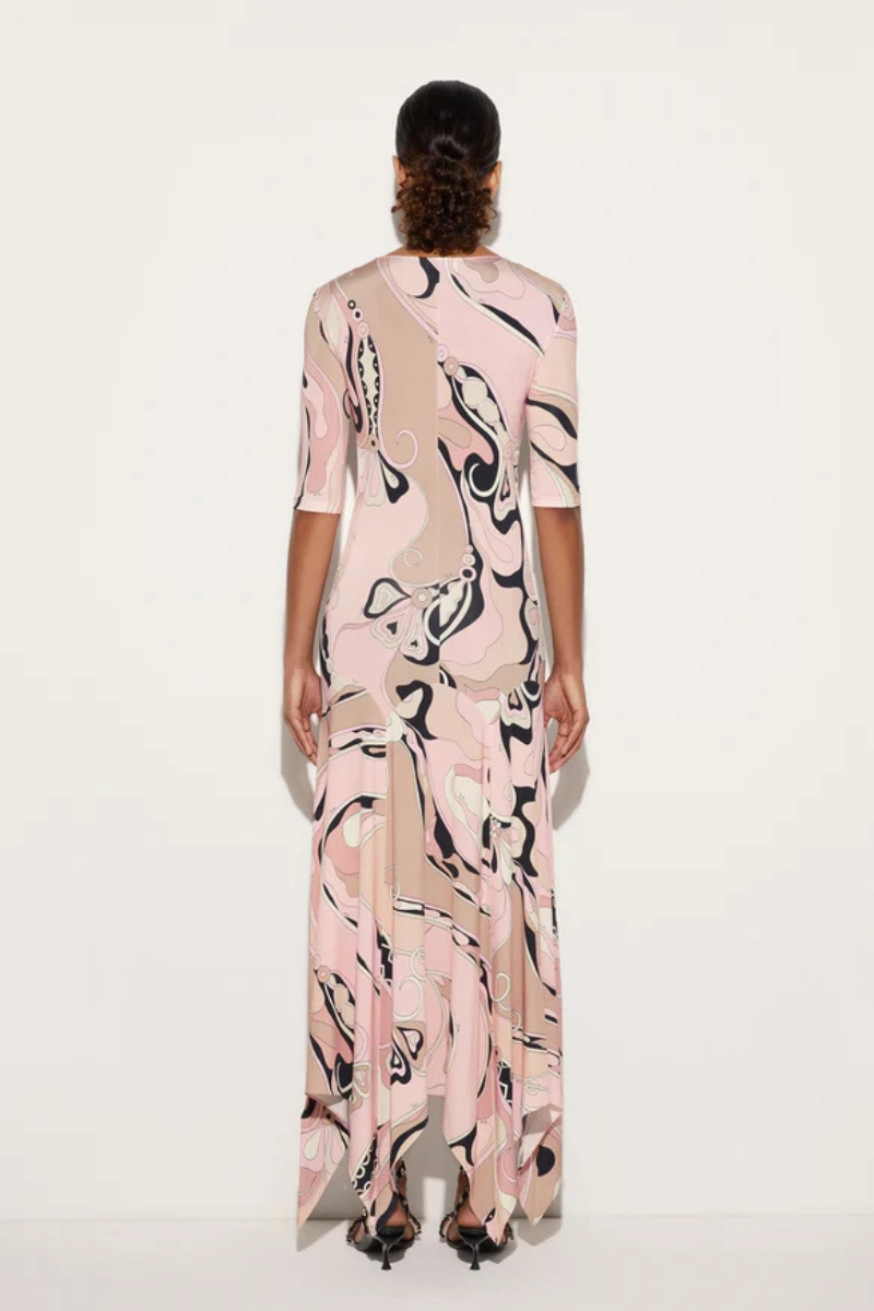 Sunset Glow Orchidee Print Long Dress