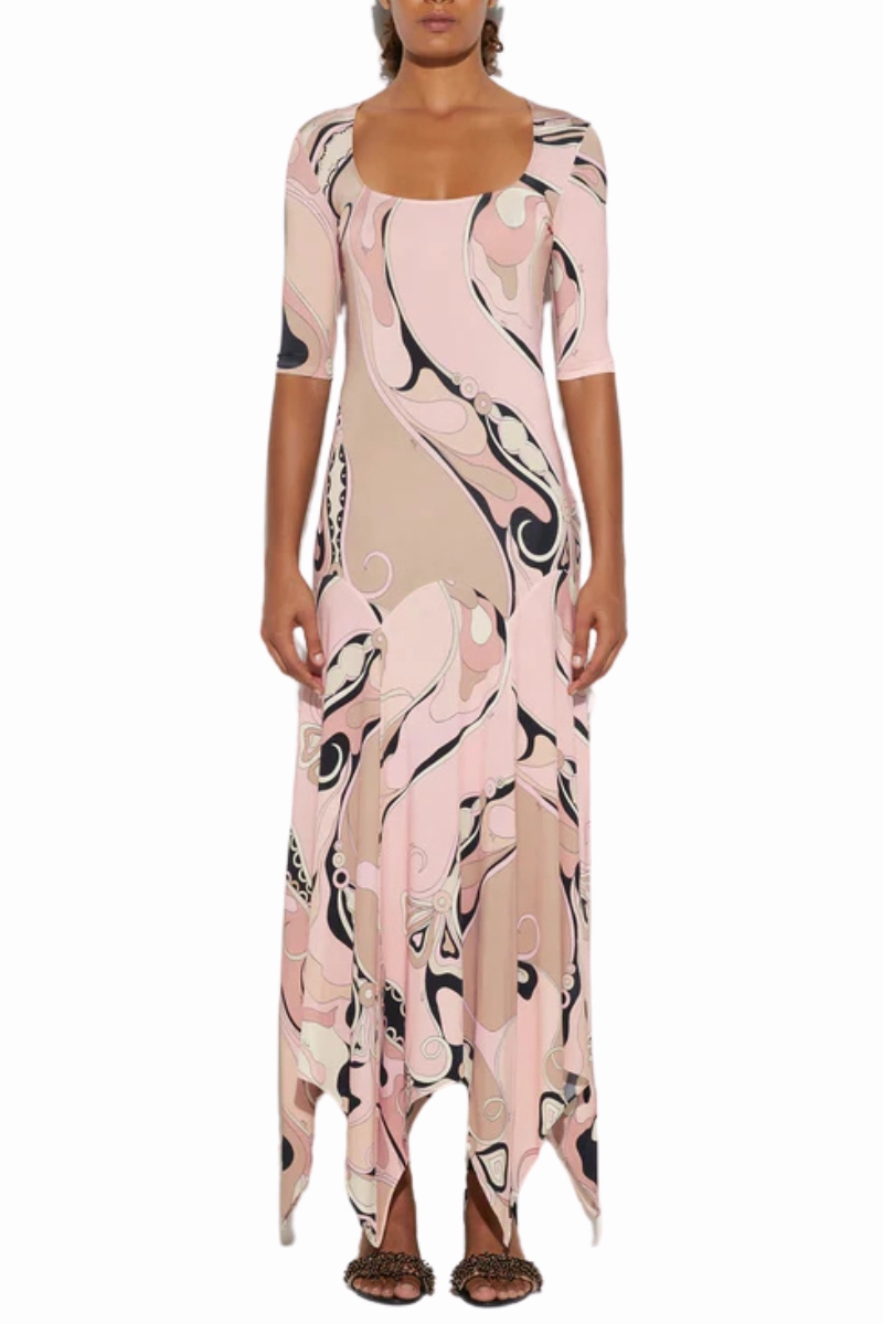 Cool Season Subtle Touch Orchidee Print Long Dress