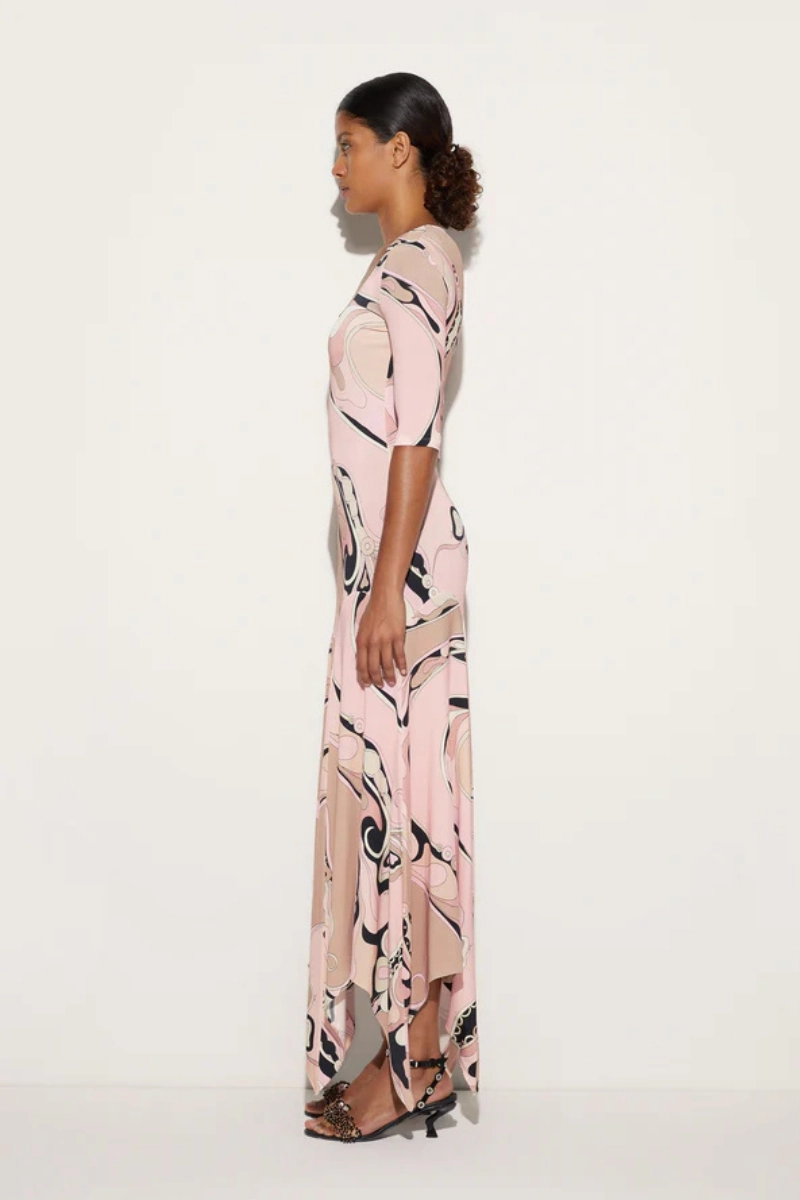 Light Fall Orchidee Print Long Dress