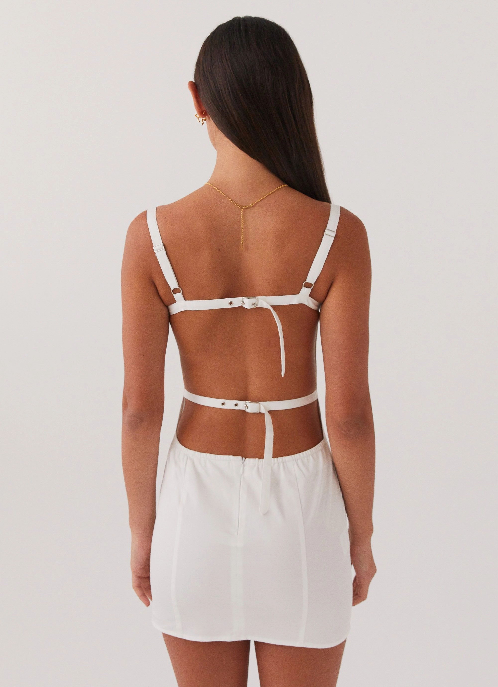 Naomi Backless Mini Dress - White Easy Lovely