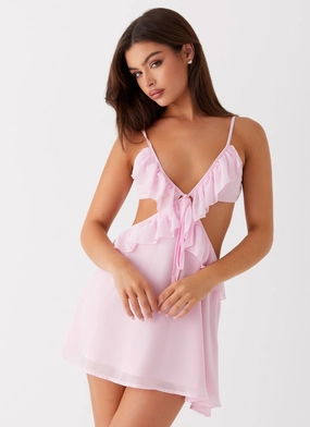 Chic Fit museum visit Polly Ruffle Mini Dress - Pink