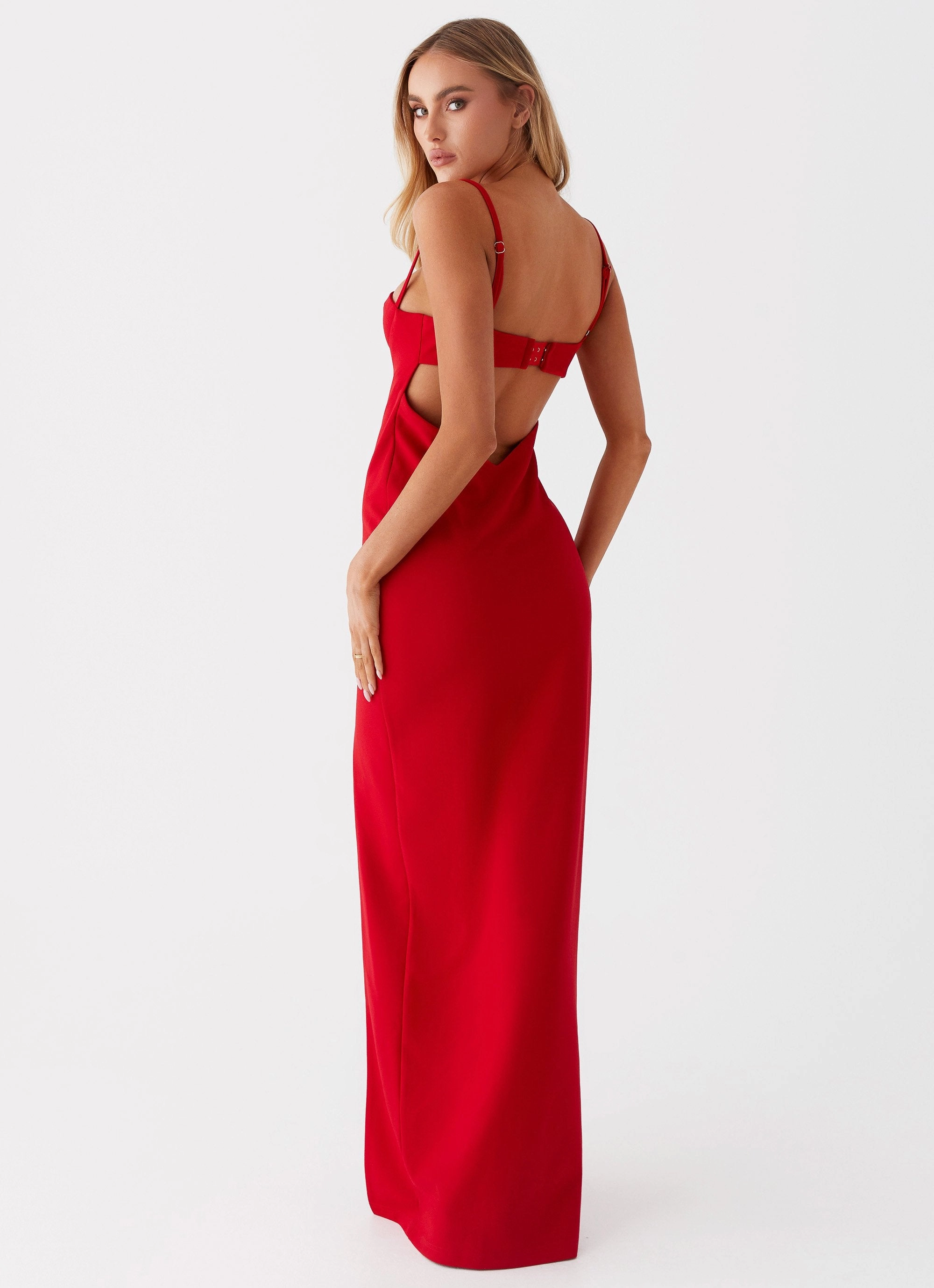 Sunset Hour Edgy Twist Stefanie Maxi Dress - Red