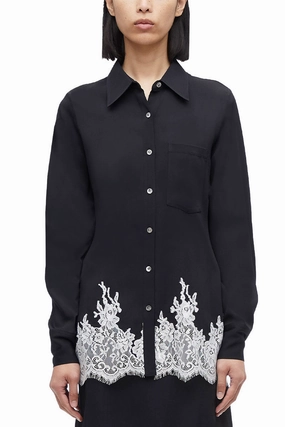 Lace Trim Shirt High-End Finish