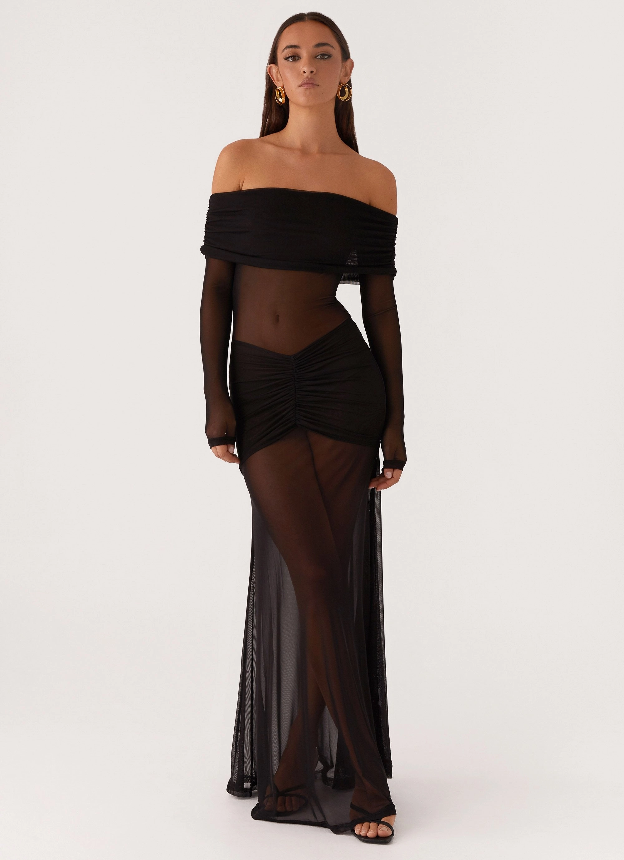 Trendy Appearance Maren Off Shoulder Maxi Dress - Black