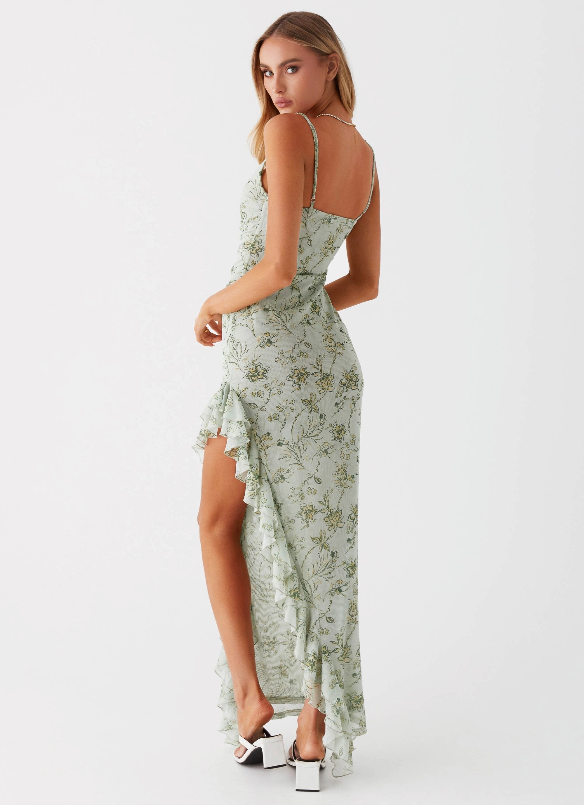 Princessa Maxi Dress - Sage Floral Gentle Drape