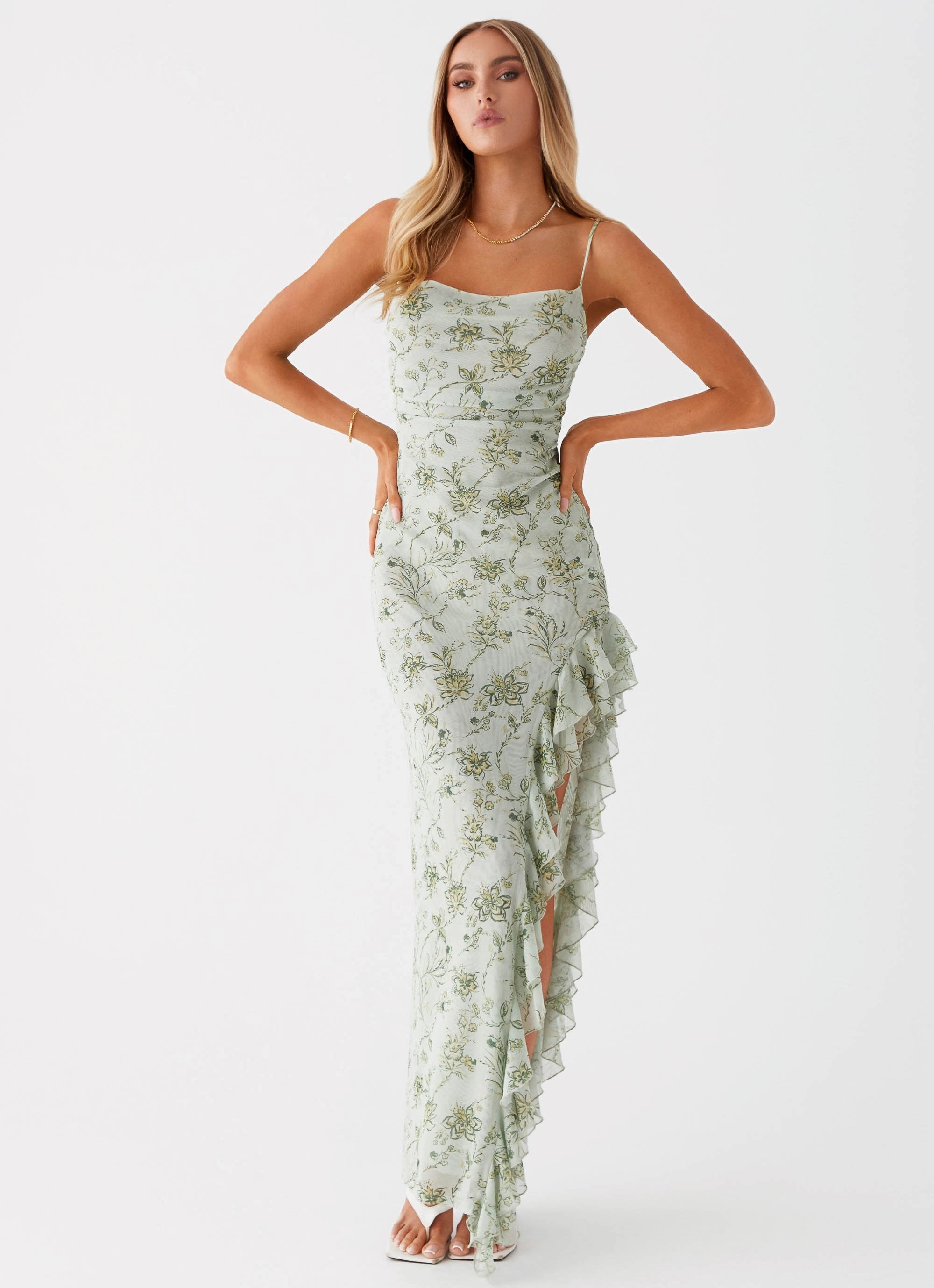 Princessa Maxi Dress - Sage Floral Urban Minimalism