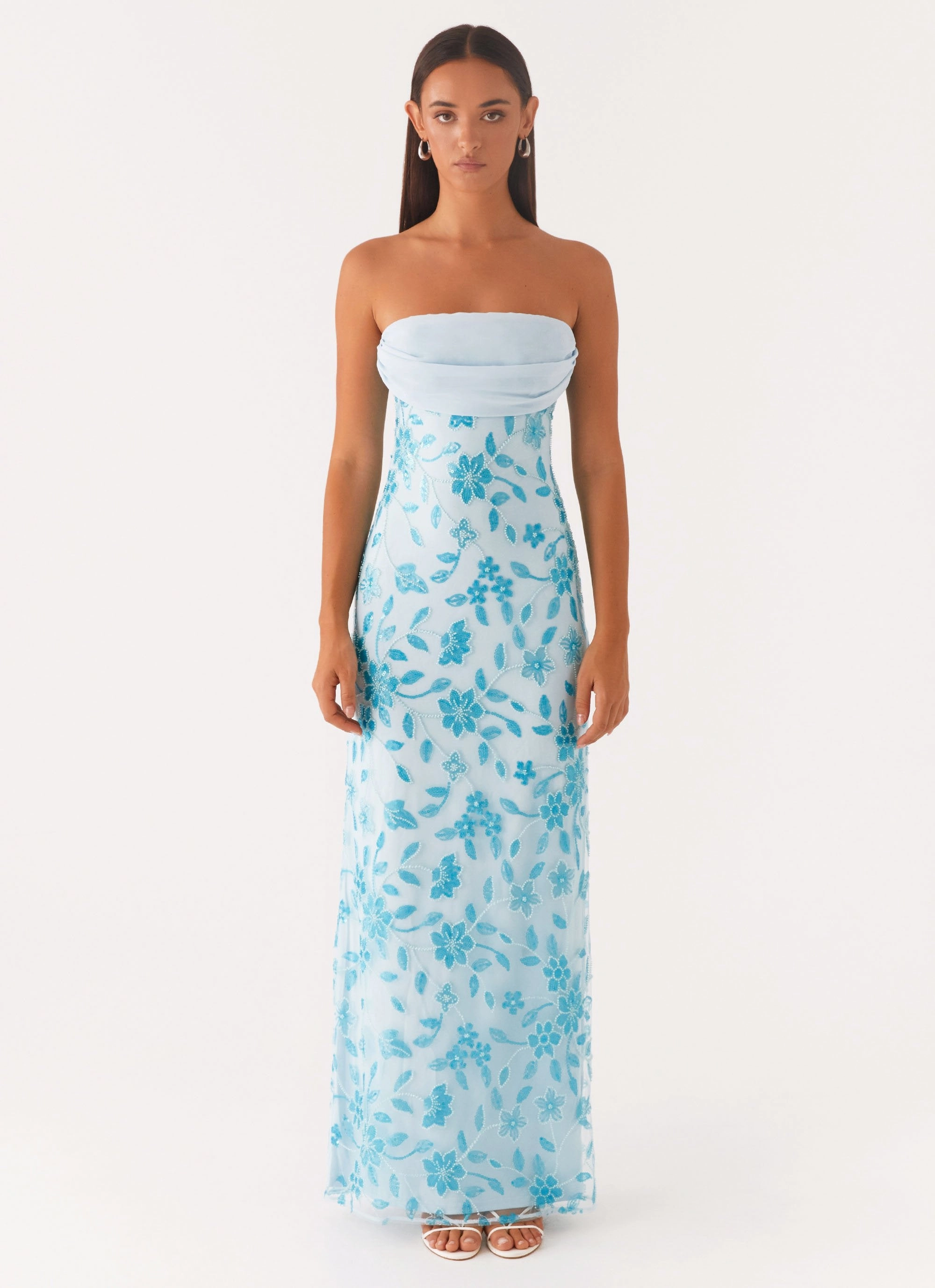 Artistic Flair Vibrant color Prism Beaded Maxi Dress - Blue