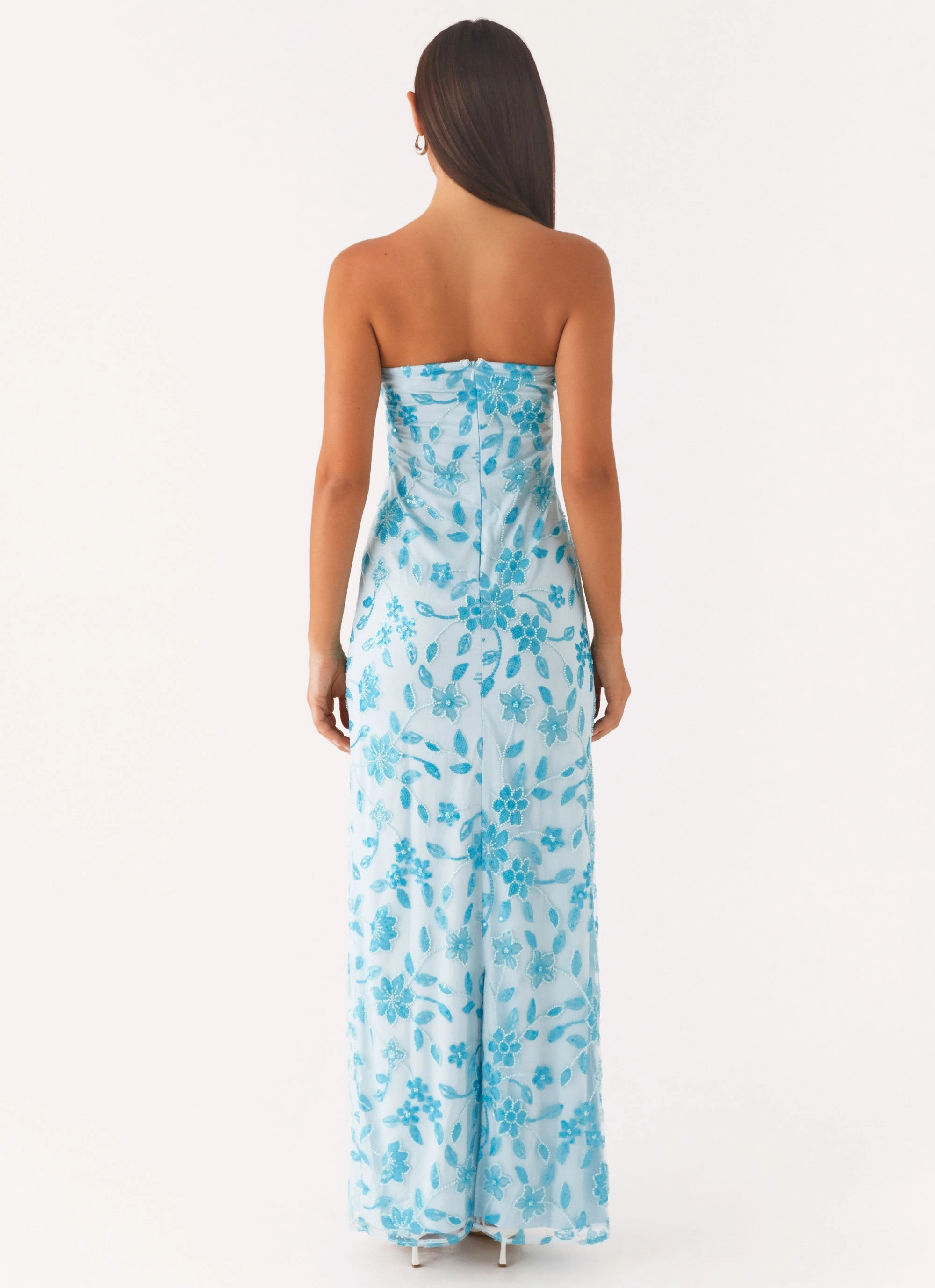 Prism Beaded Maxi Dress - Blue Minimal Curve Vibrant Light