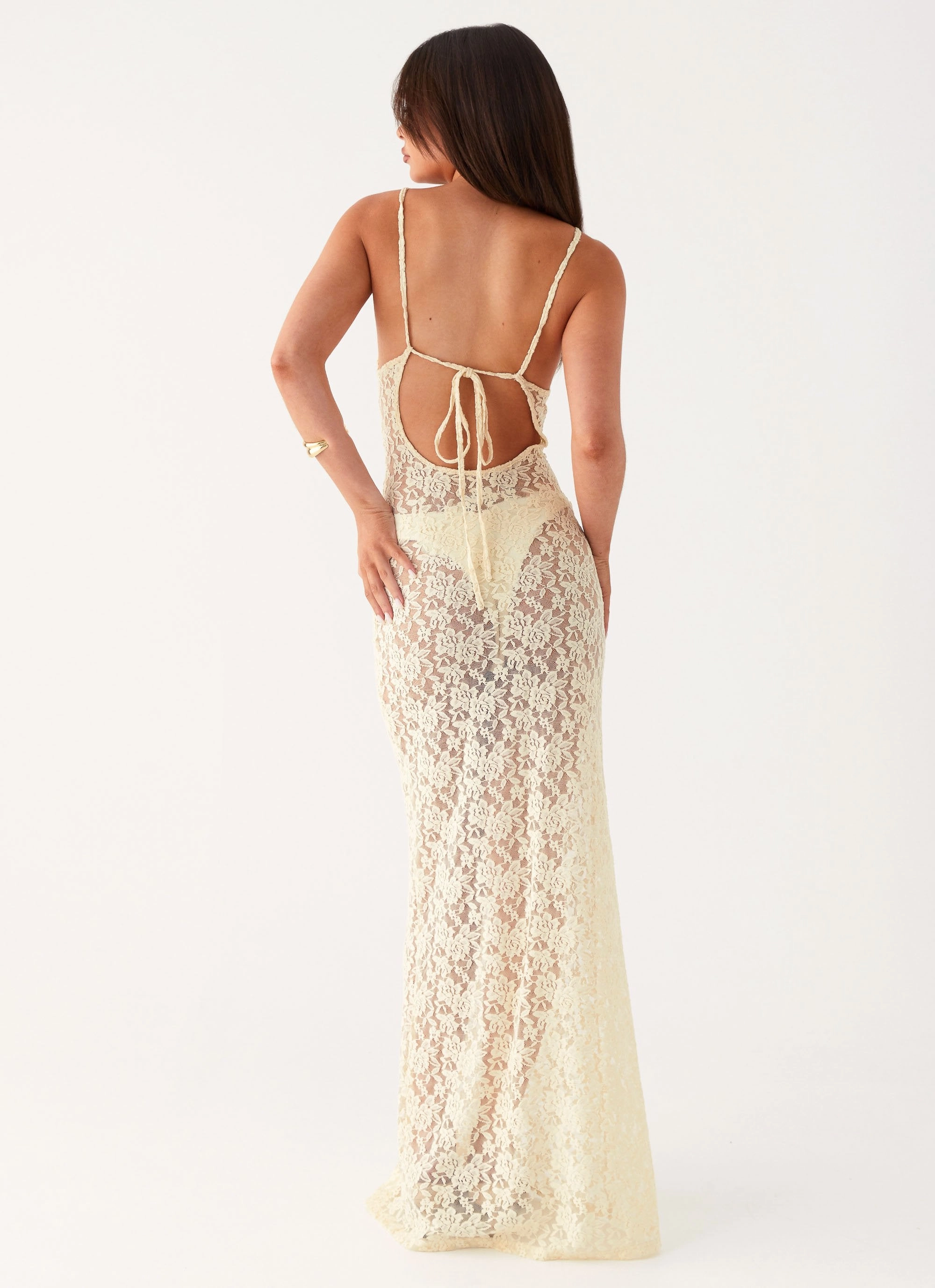 Lounge Style Tailored Style Promised Land Lace Maxi Dress - Ivory