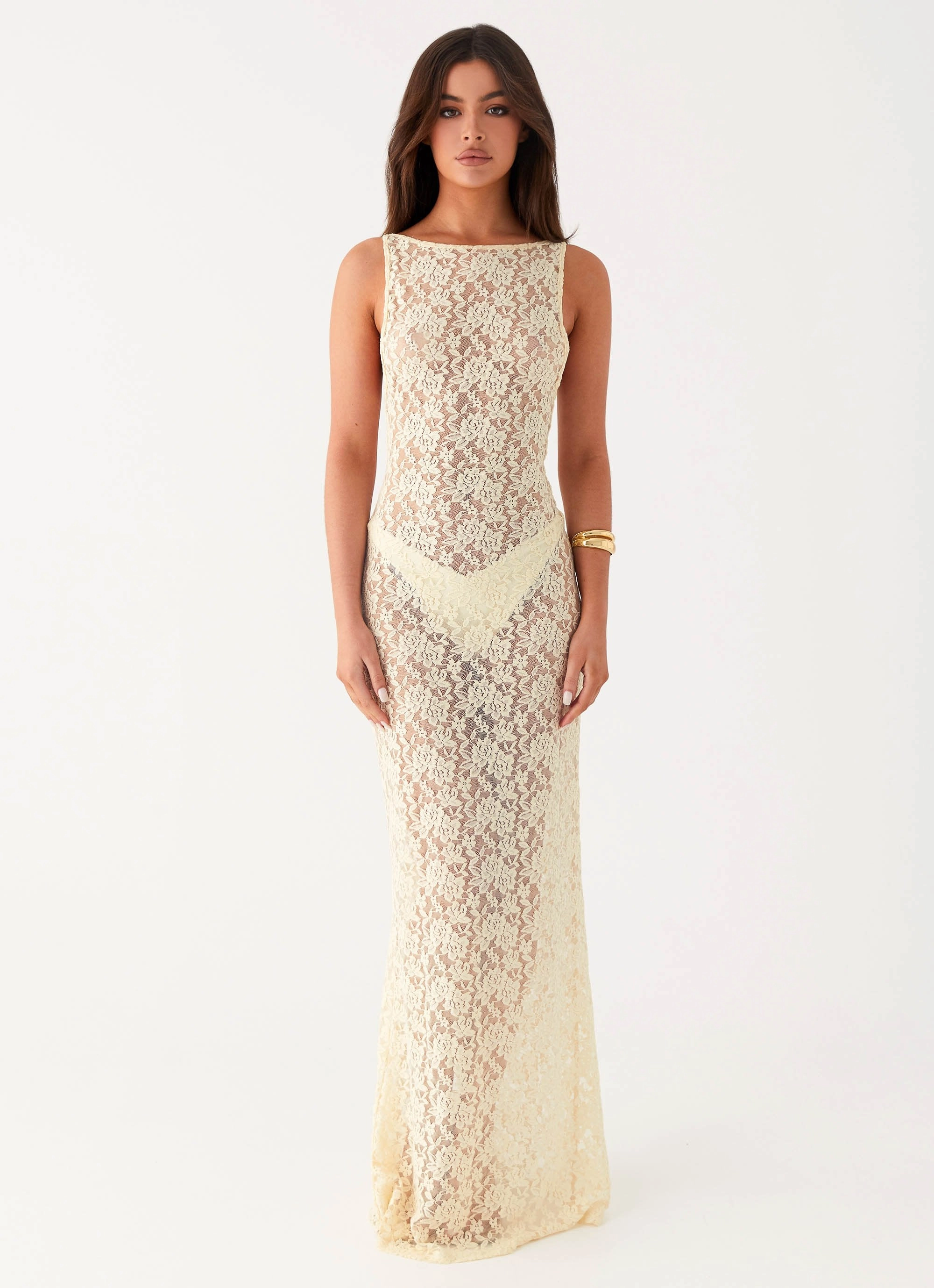 Fall Comfort Scandi Light Promised Land Lace Maxi Dress - Ivory