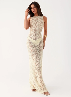Promised Land Lace Maxi Dress - Ivory Stylish Choice