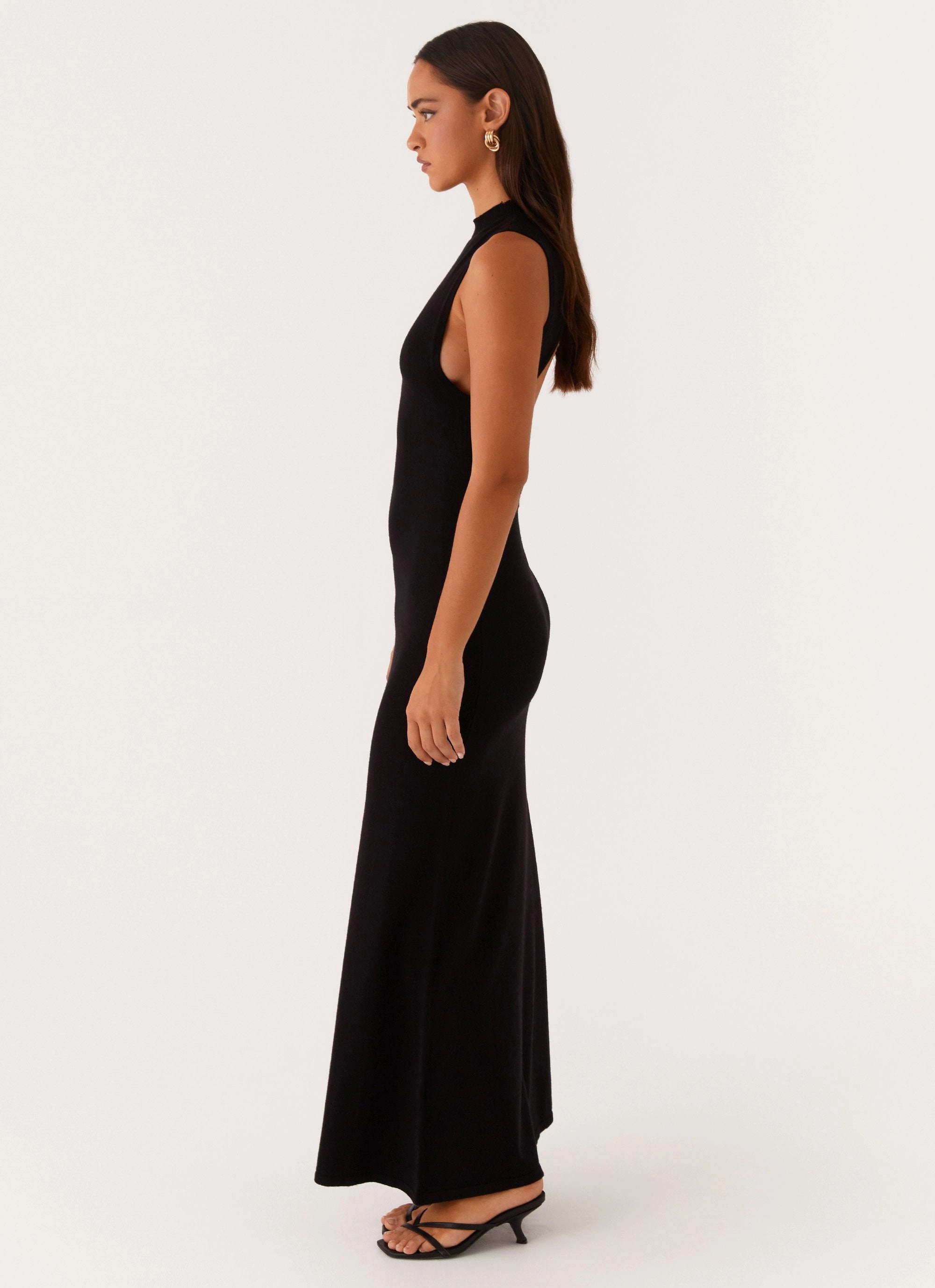 Tailored Layers ConvertibleNeckline Prove It Knit Maxi Dress - Black