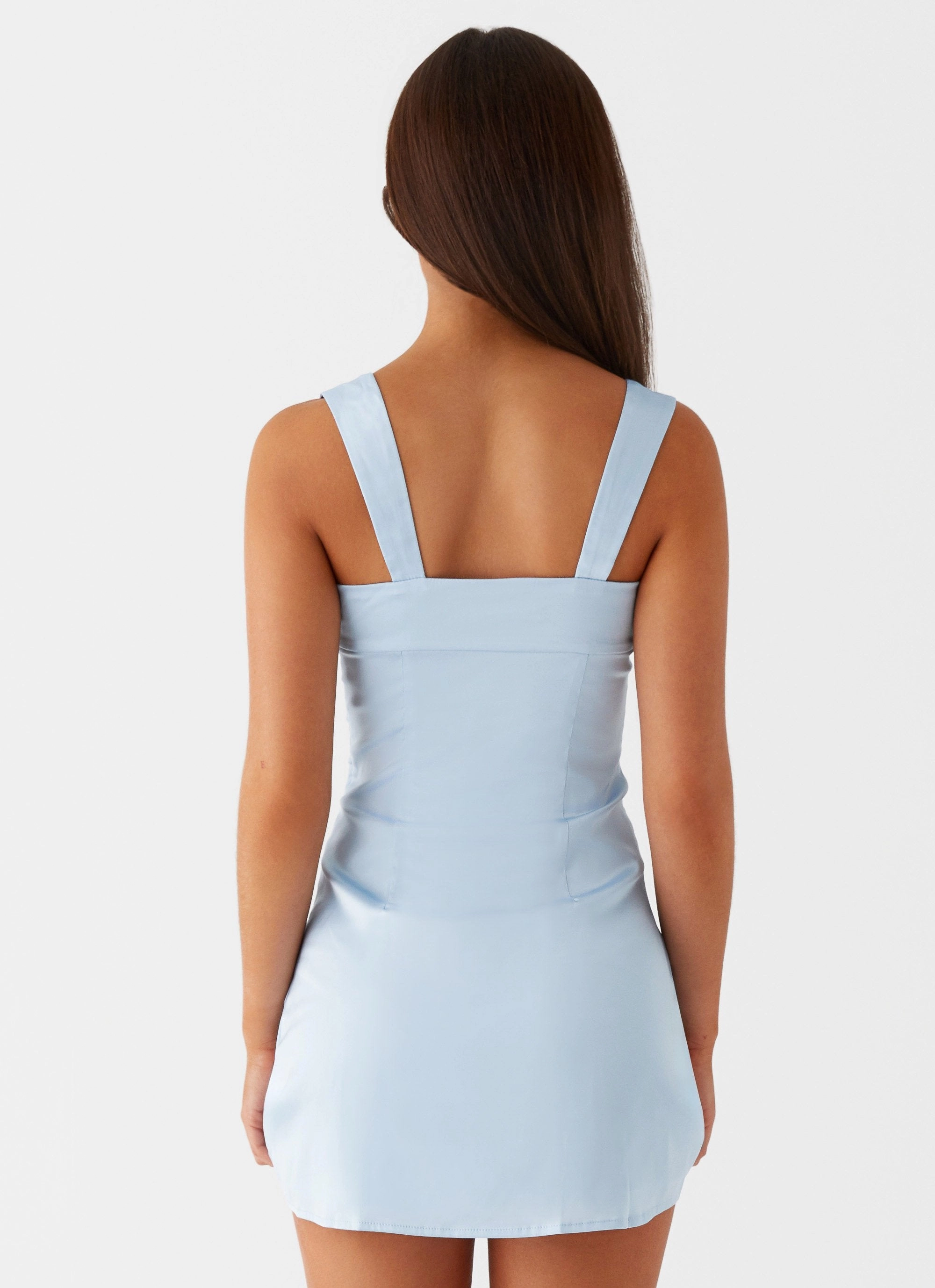 Premium Material Timeless Piece Odette Satin Mini Dress - Blue