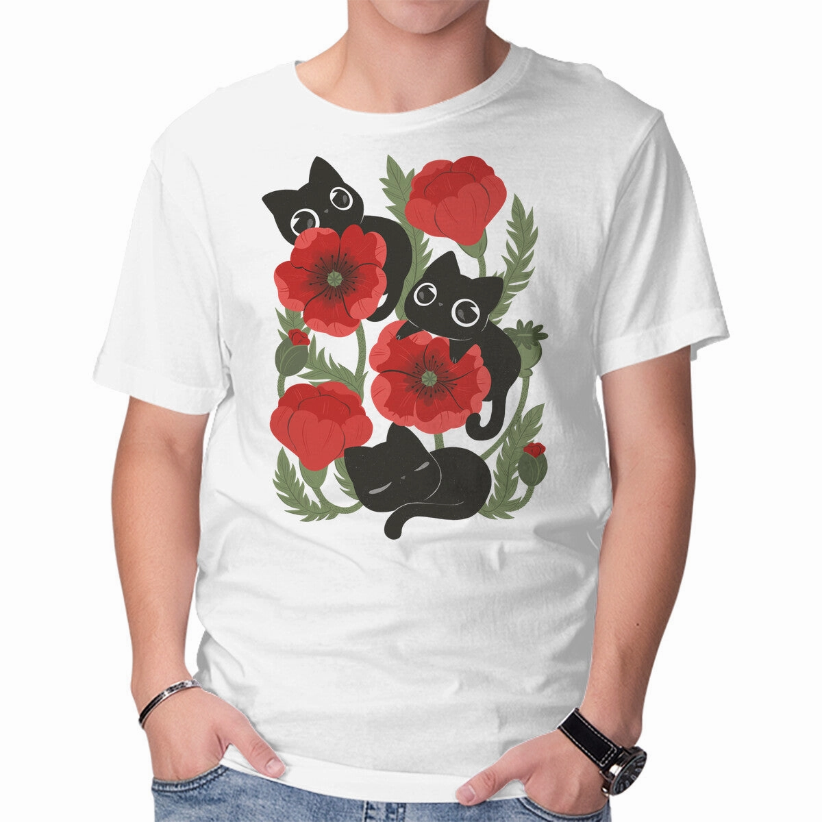 Adjustable Fit Poppies And Black Kitties