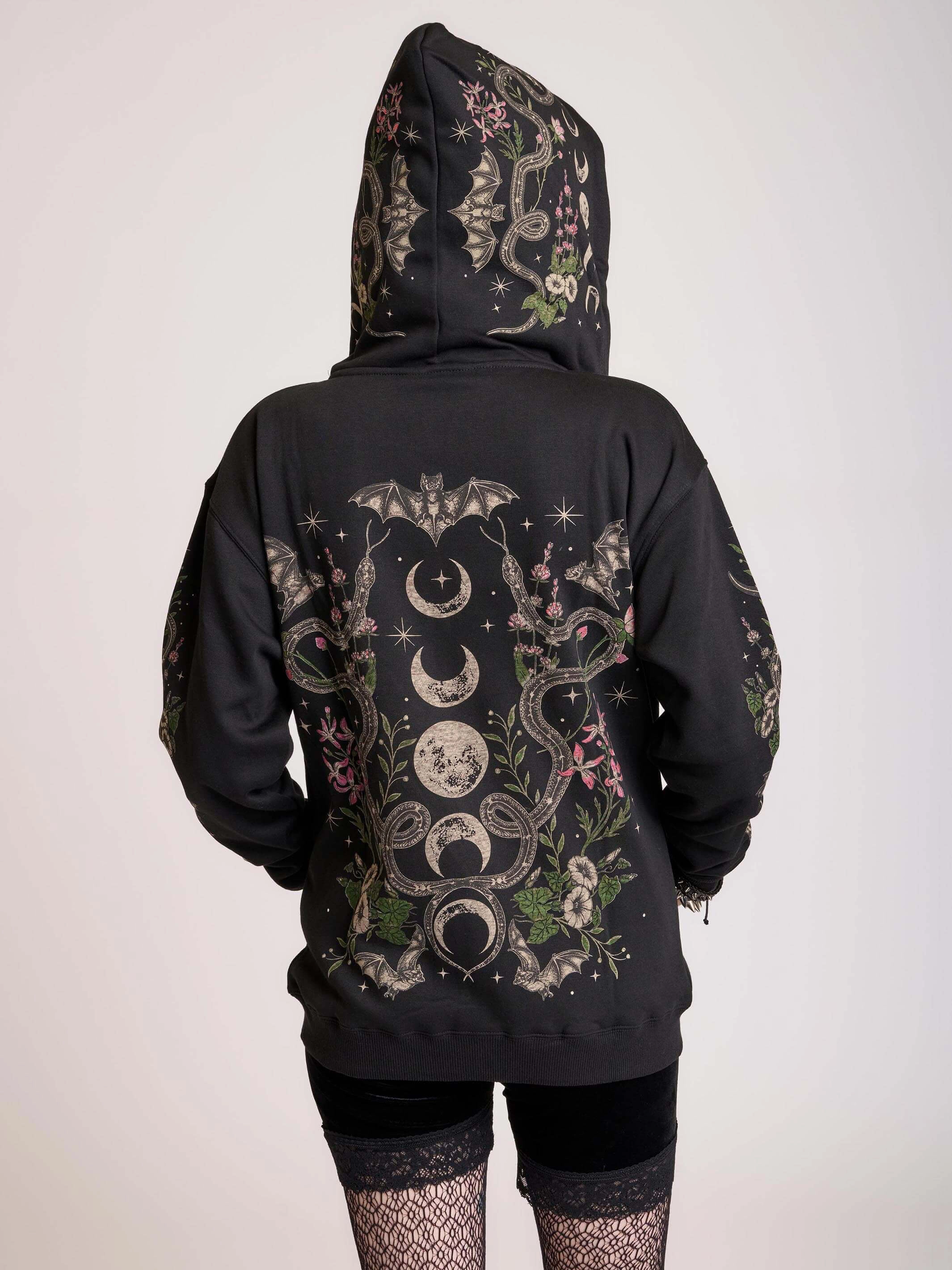 Thin Scarved Moon Phase Garden Hoodie