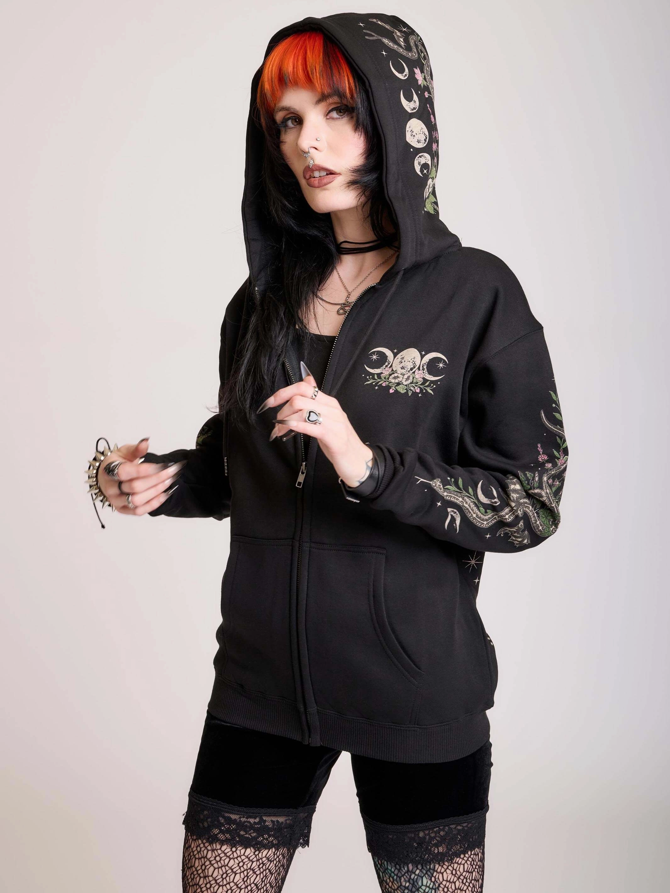 Moon Phase Garden Hoodie hypoallergenic