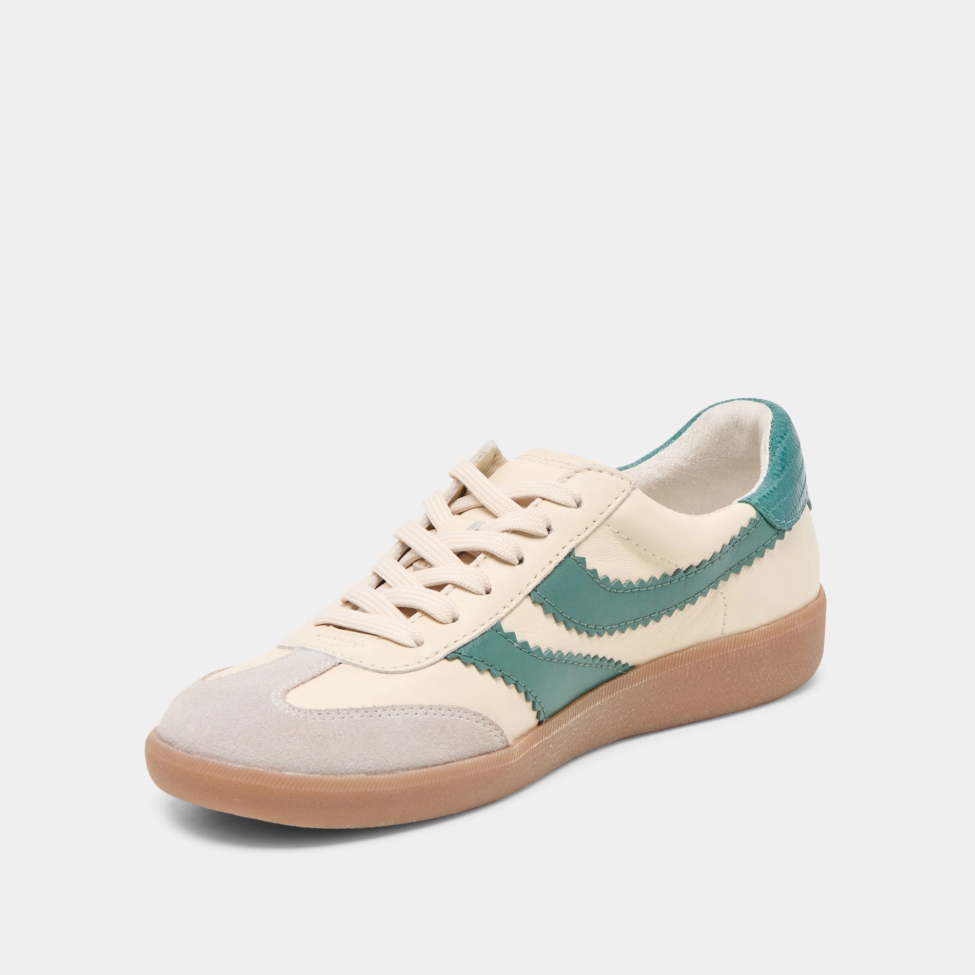 MERIT SNEAKERS WHITE GREEN LEATHER Quick Lace System