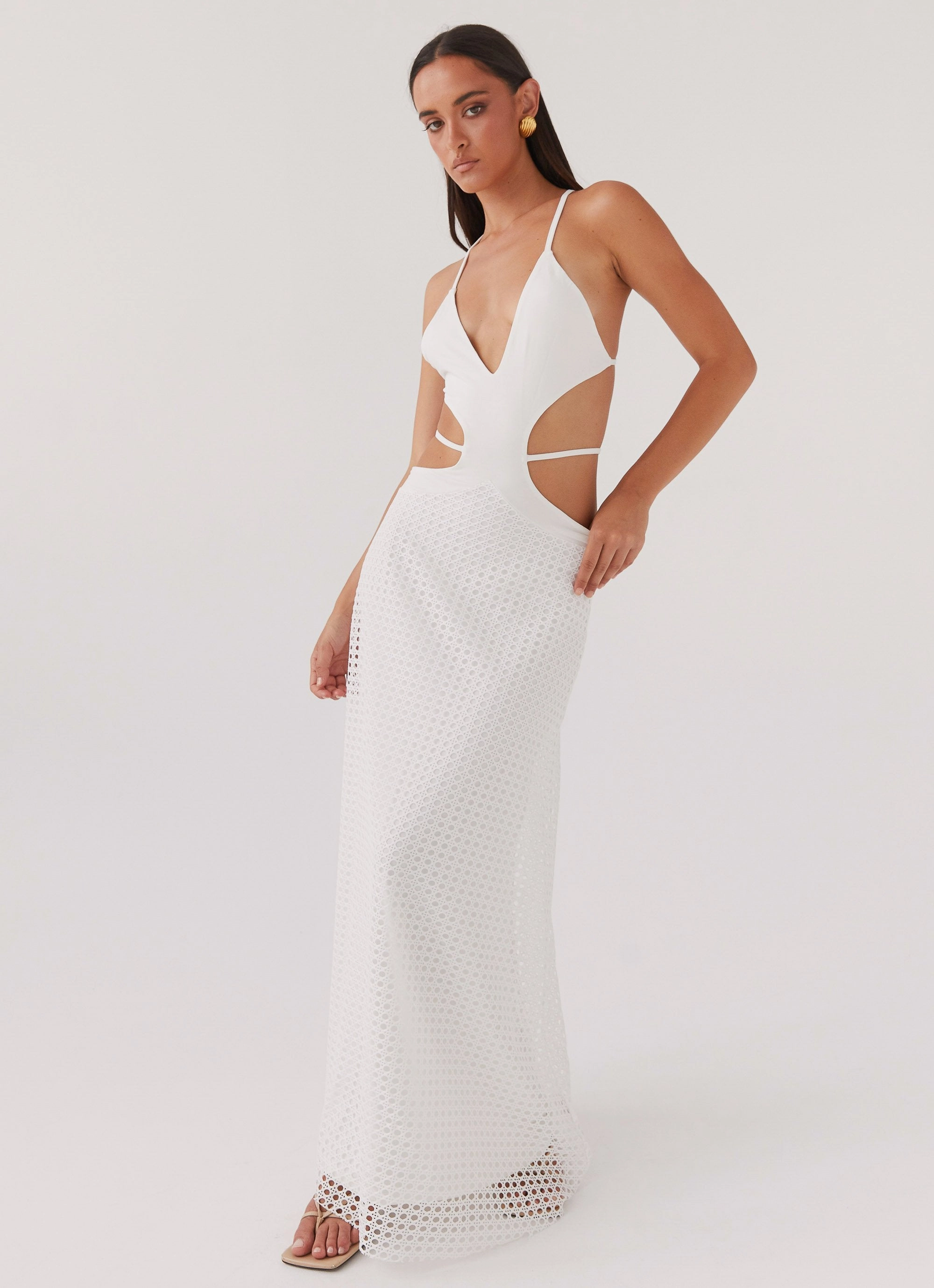 Travel Edge Sleek Layer Enchanted Melodies Maxi Dress - White