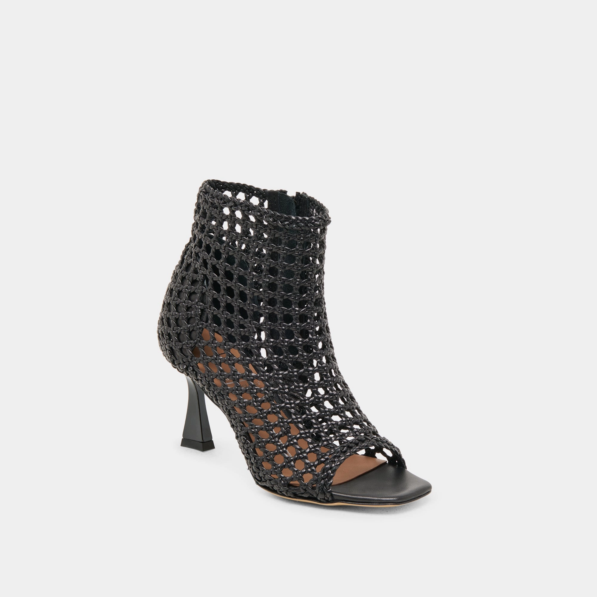 QUIN HEELS BLACK WOVEN LEATHER All Weather Windy Weather