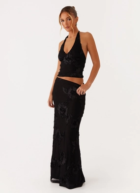 Radiate Maxi Skirt - Black Holiday Travel muted tone