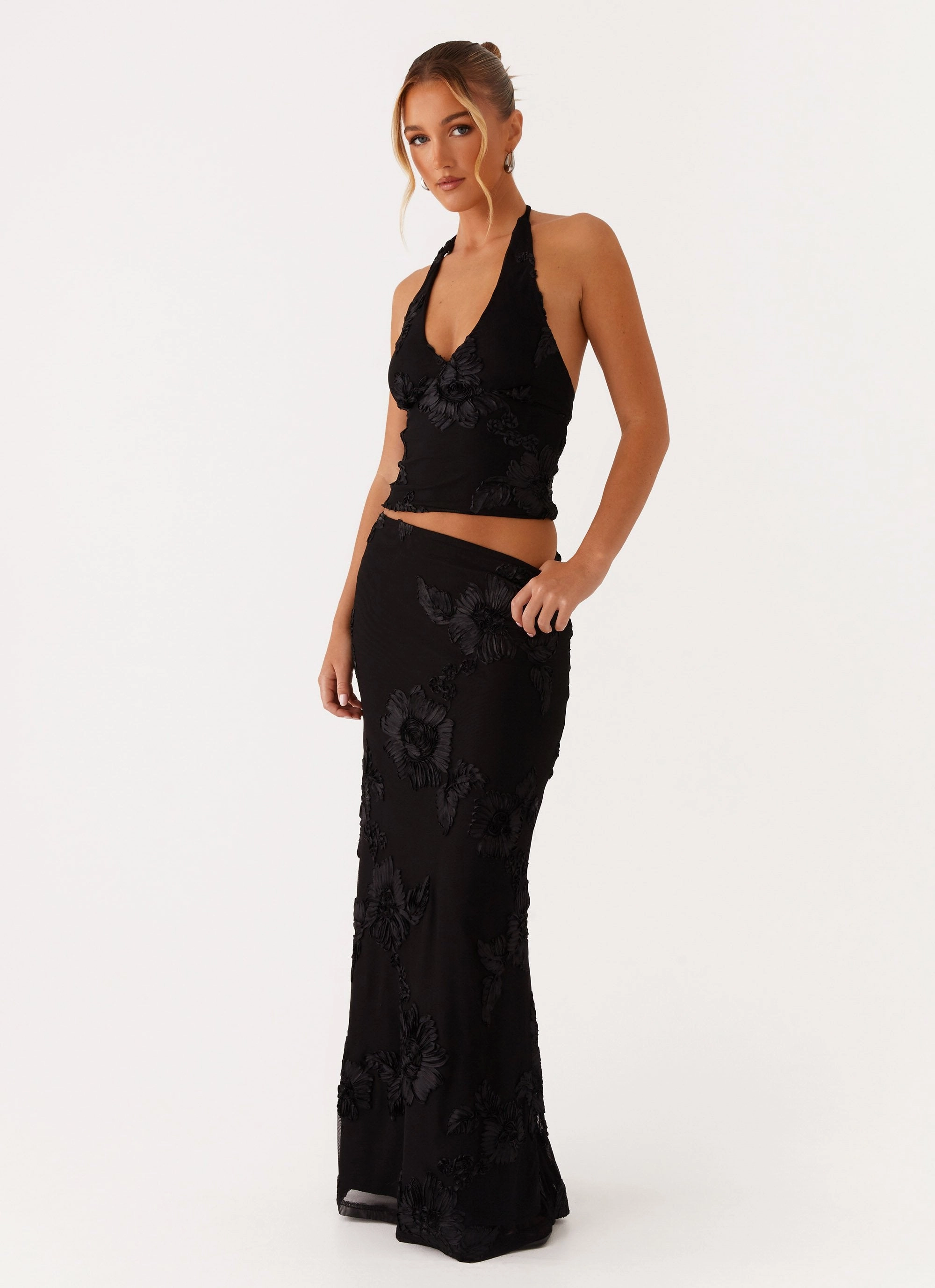 Radiate Maxi Skirt - Black Holiday Travel muted tone