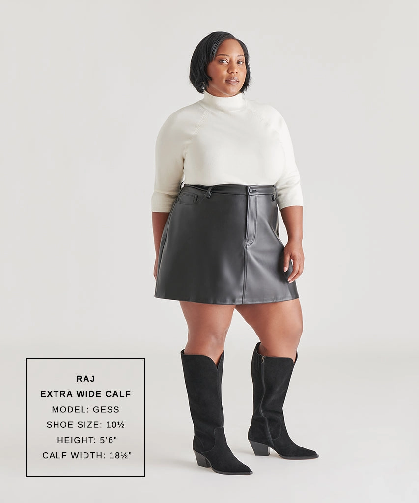 RAJ EXTRA WIDE CALF BOOTS ONYX SUEDE Support Foot Feather Light Daily Walks