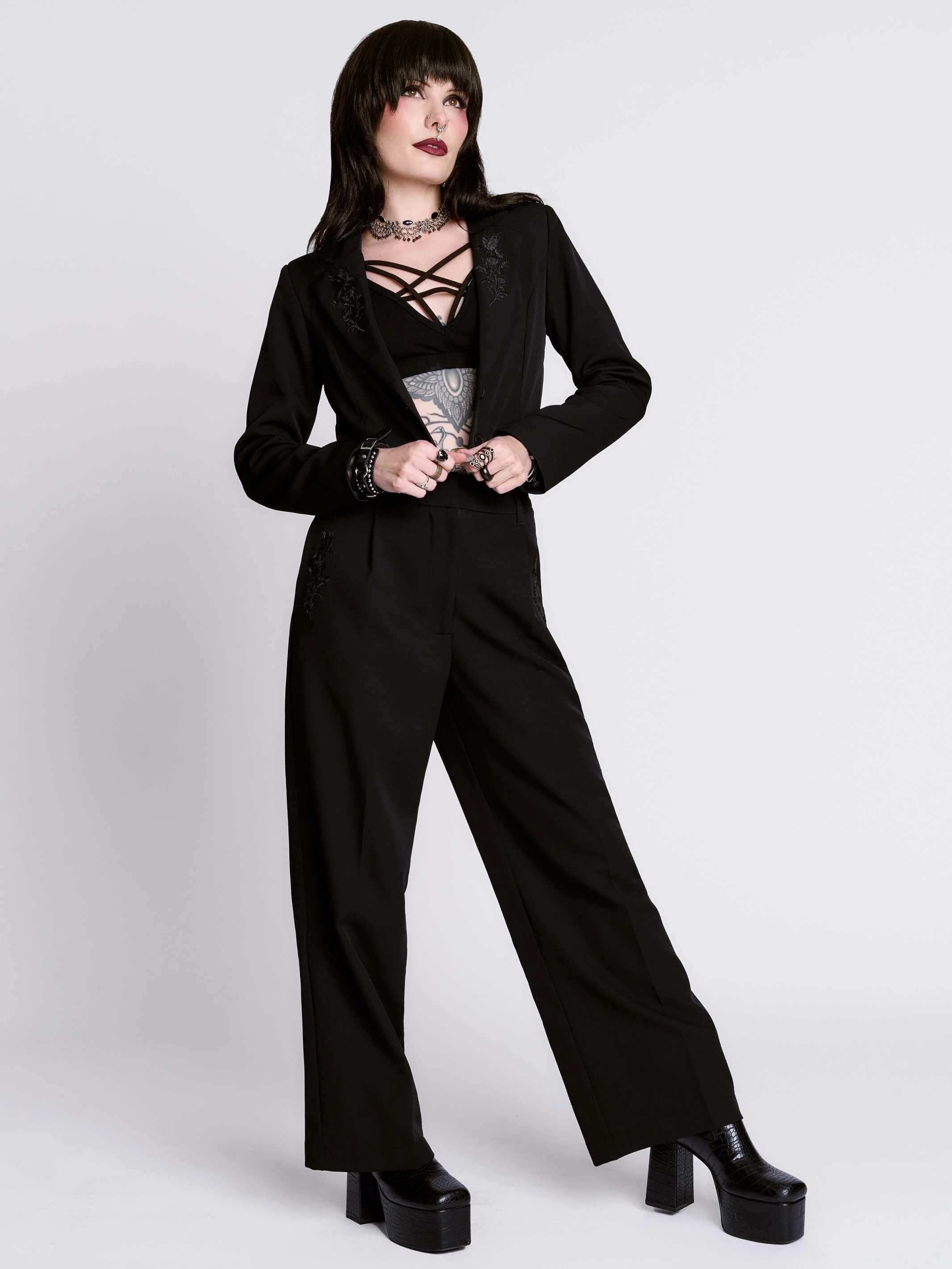 Raven Crop Blazer Underwear Internet