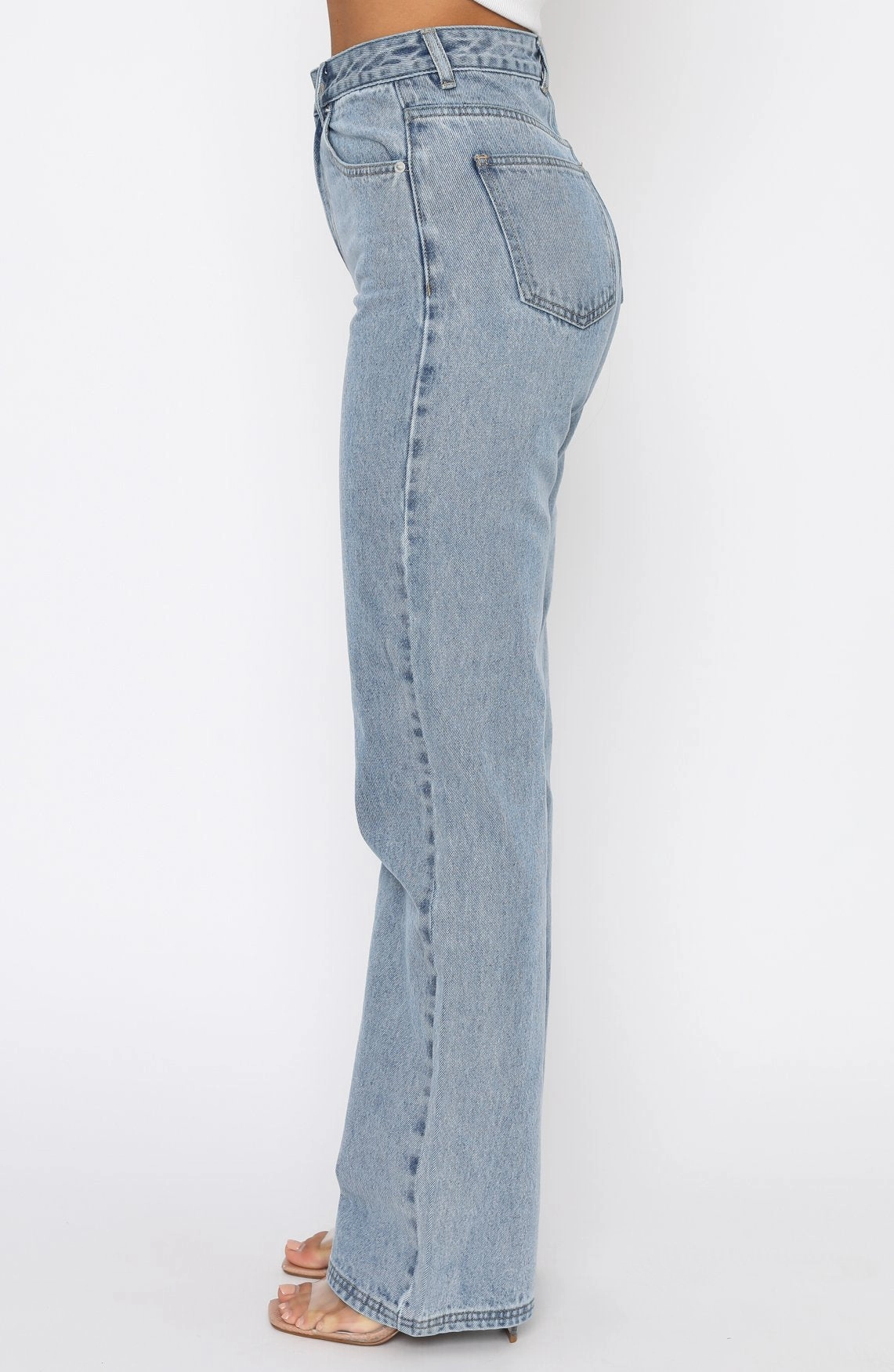 Fresh Attire Casual Movement Long Way To Go High Rise Straight Leg Jeans Washed Blue