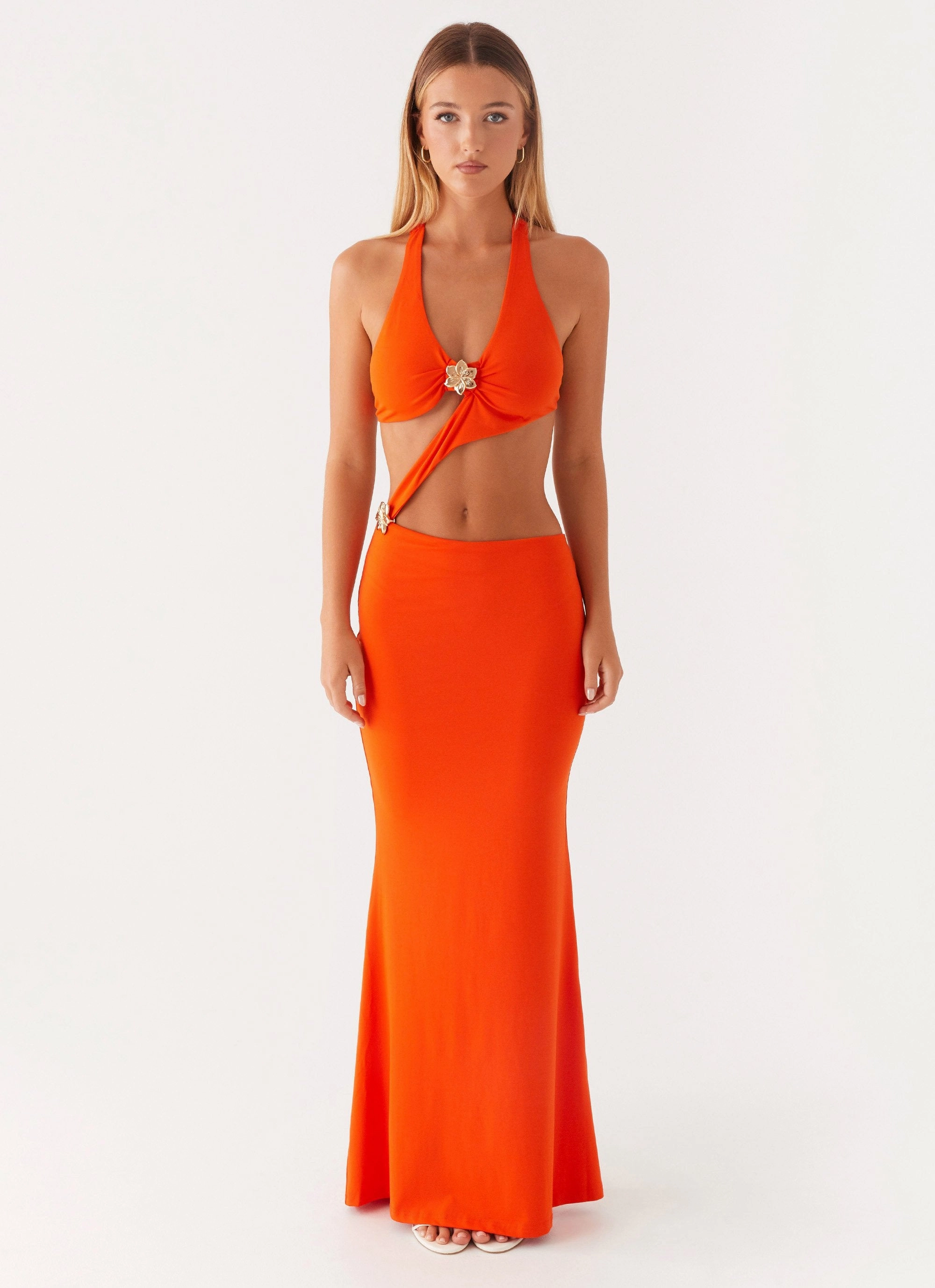Reasons To Stay Cut Out Maxi Dress - Orange Bright Feel