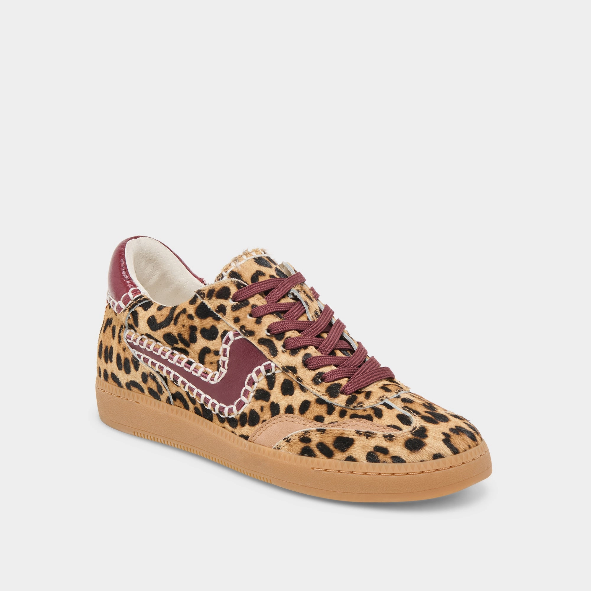 NOTICE STITCH SNEAKERS BURGUNDY LEOPARD CALF HAIR Flexible structure