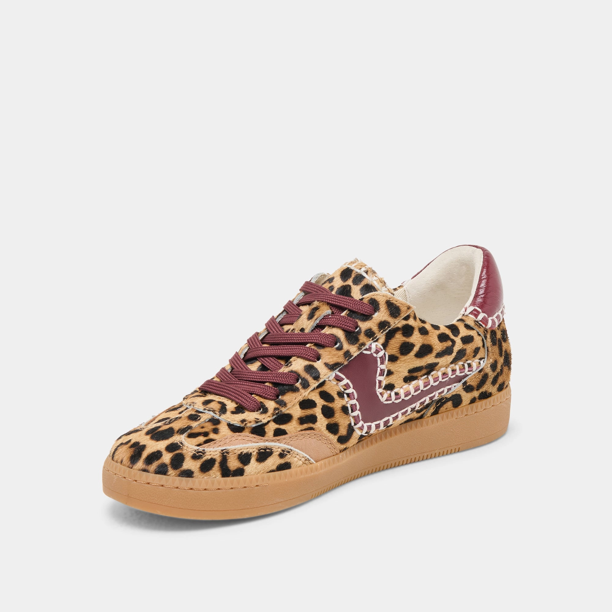 NOTICE STITCH SNEAKERS BURGUNDY LEOPARD CALF HAIR Quick Drying Inner Layer