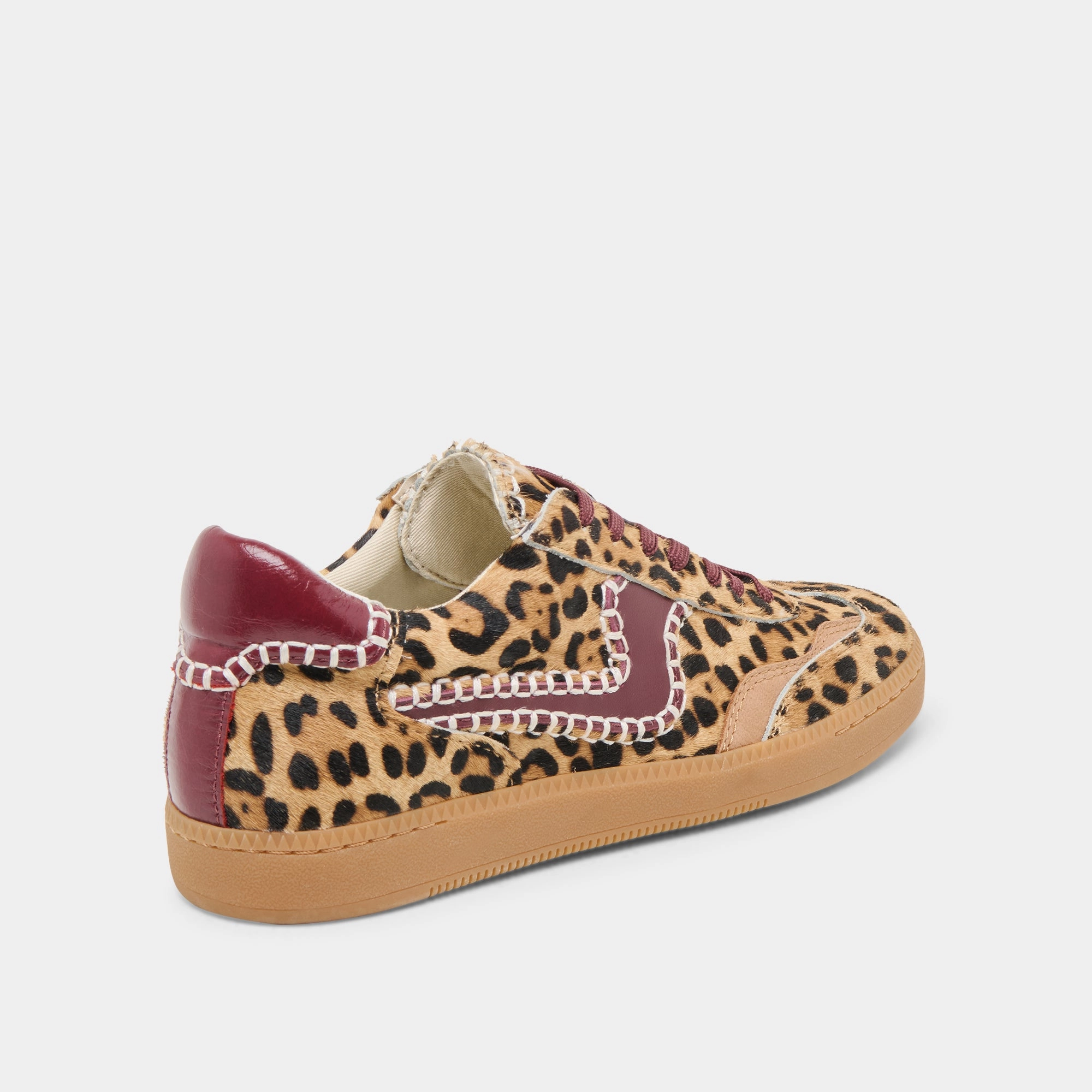 Weekend Moves NOTICE STITCH SNEAKERS BURGUNDY LEOPARD CALF HAIR