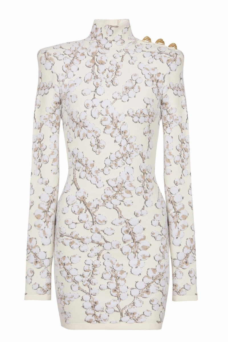 Evening Classic Smooth Feel Redcurrant Jacquard Knit Dress