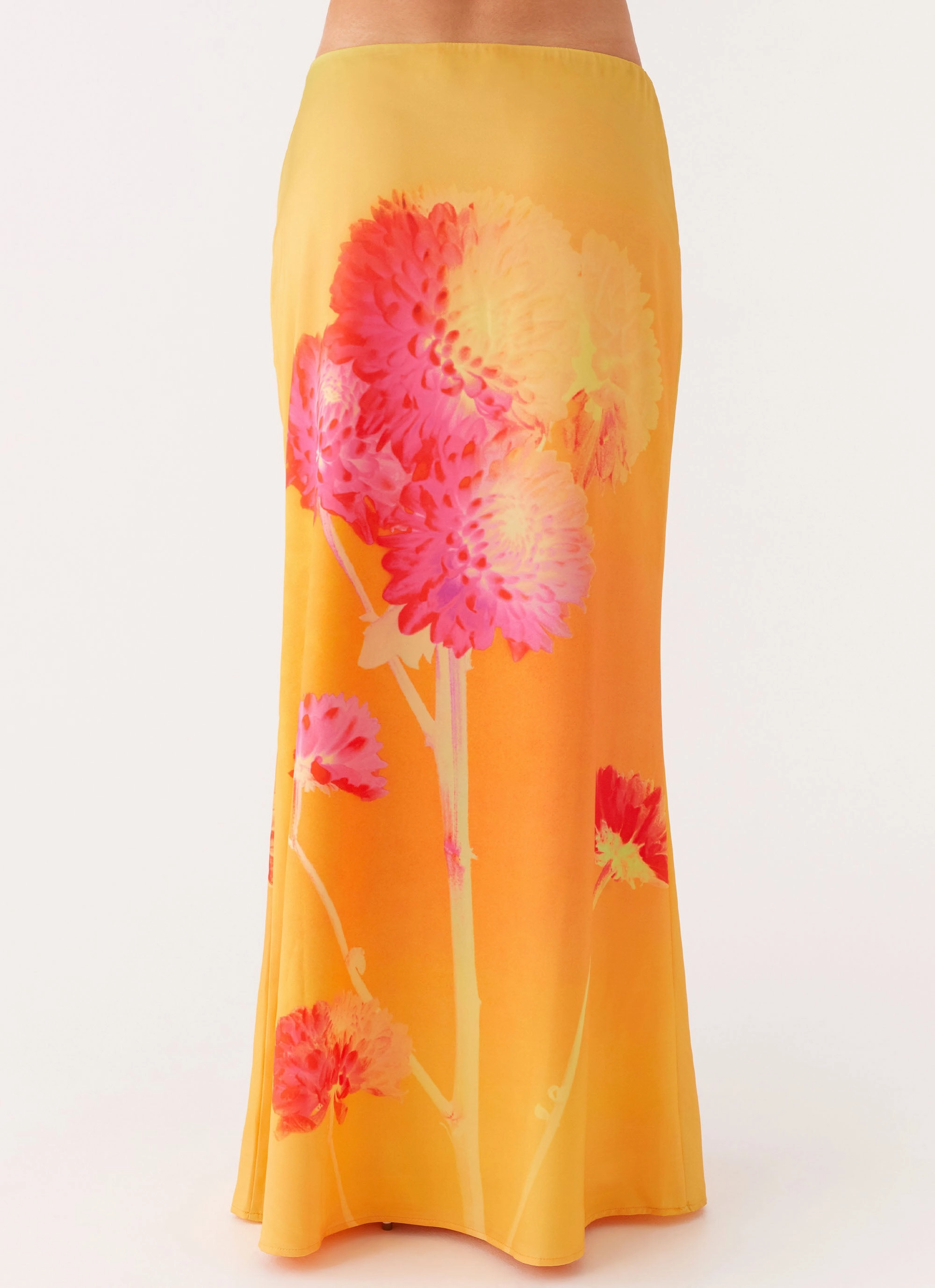 Marrakesh Maxi Skirt - Orange Floral Texture Focus