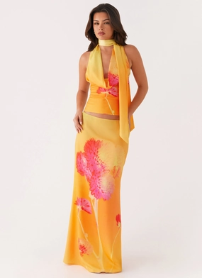 Marrakesh Maxi Skirt - Orange Floral Personality Style