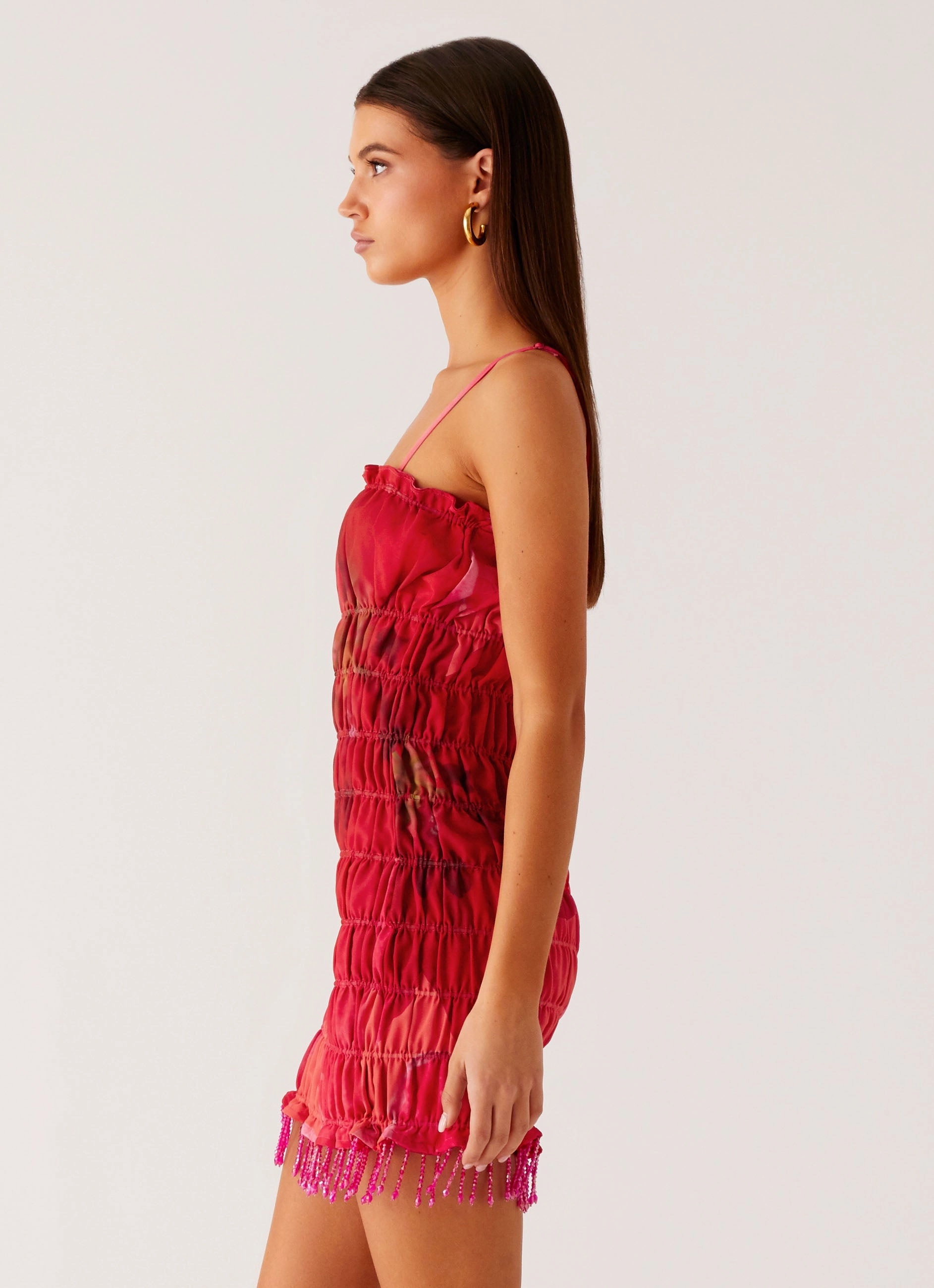 Casual Look Refresh Me Chiffon Mini Dress - Peach Watermelon Flower